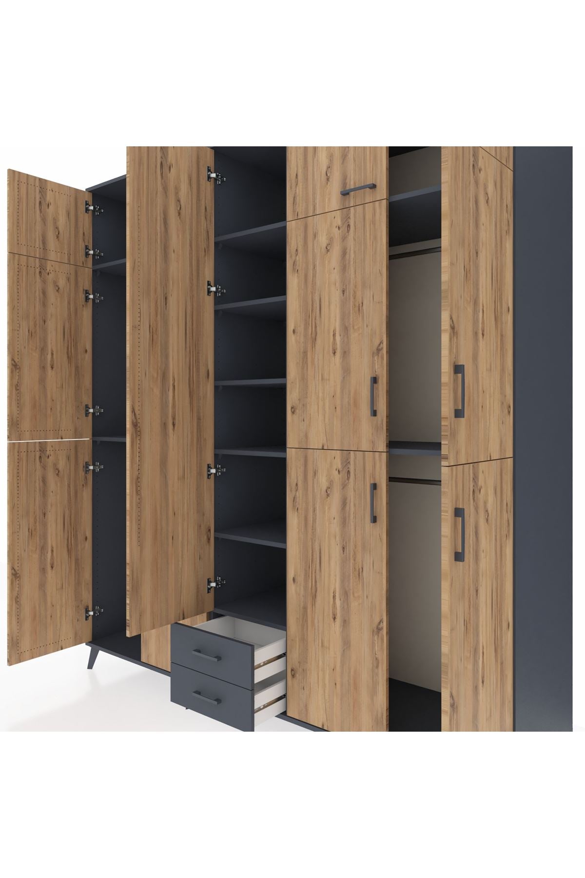 Kronos Dolap 10 Raflı 2 Çekmeceli 4 Askılı 220x59x243 - S784M012V11C