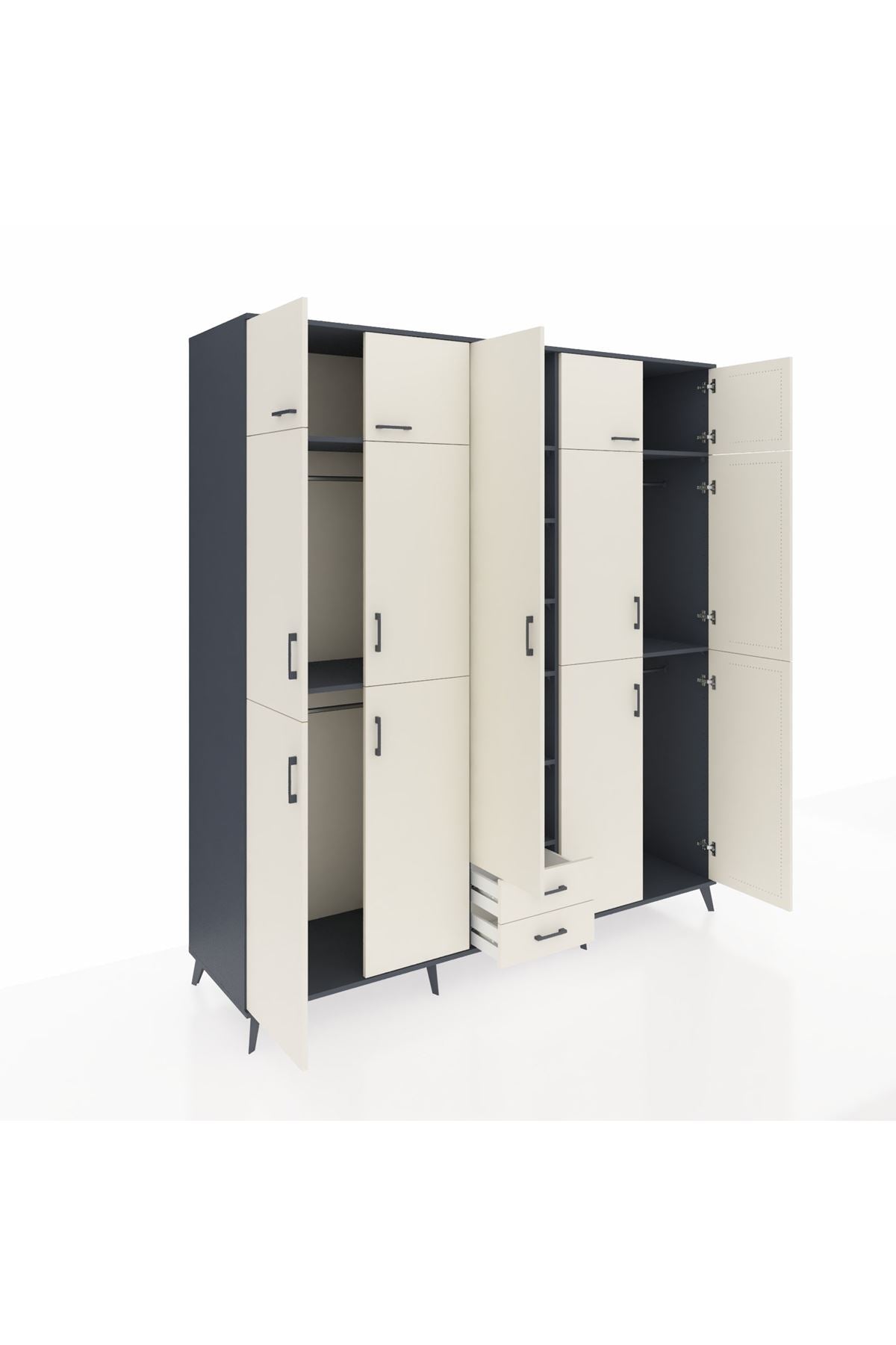 Kronos Dolap 10 Raflı 2 Çekmeceli 4 Askılı 220x59x243 - S784M012V13C