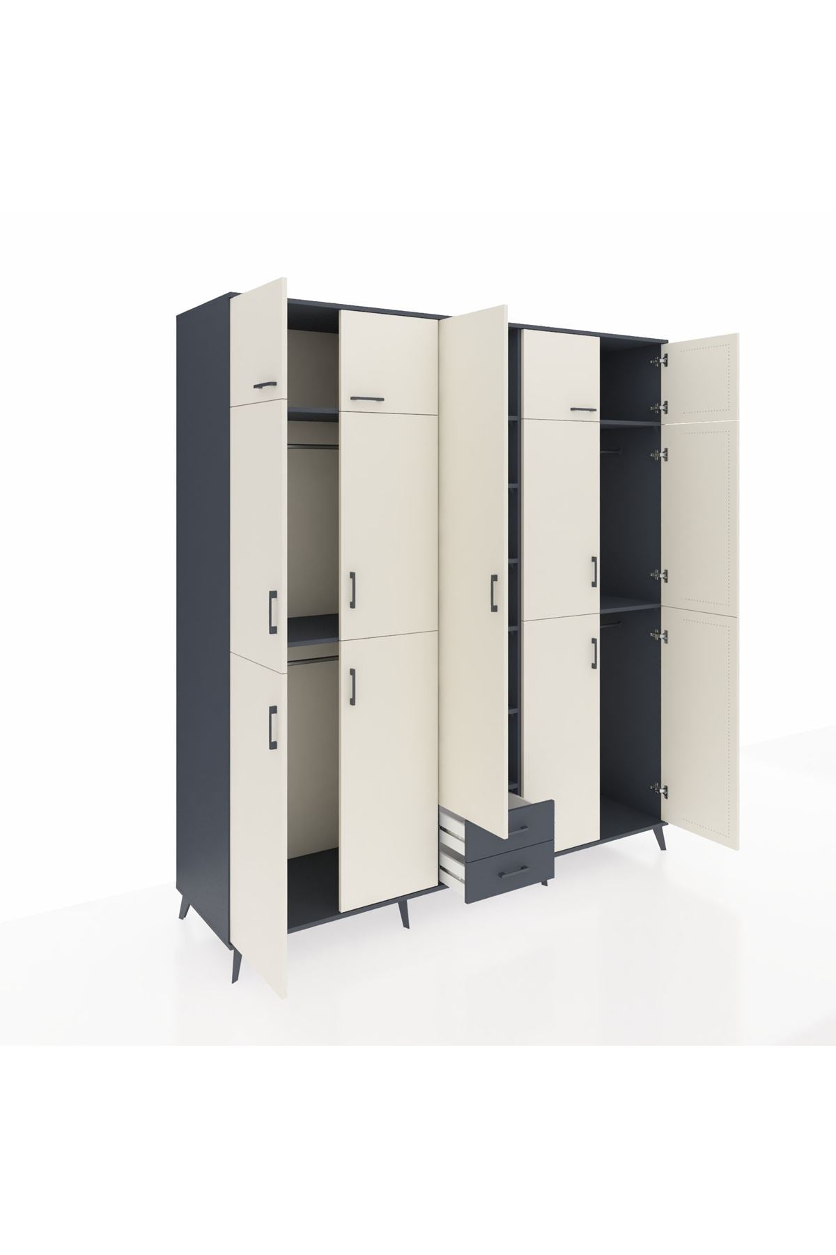Kronos Dolap 10 Raflı 2 Çekmeceli 4 Askılı 220x59x243 - S784M012V14C