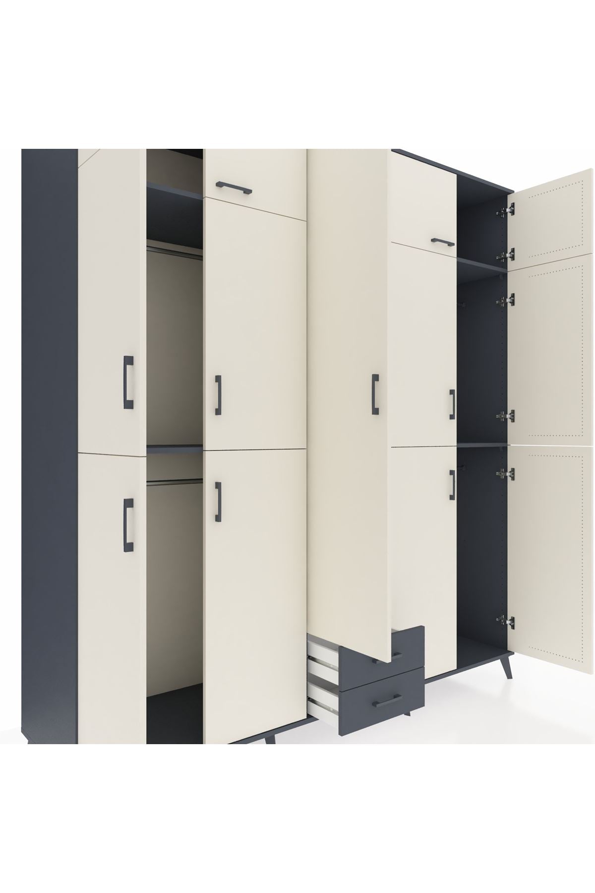 Kronos Dolap 10 Raflı 2 Çekmeceli 4 Askılı 220x59x243 - S784M012V14C