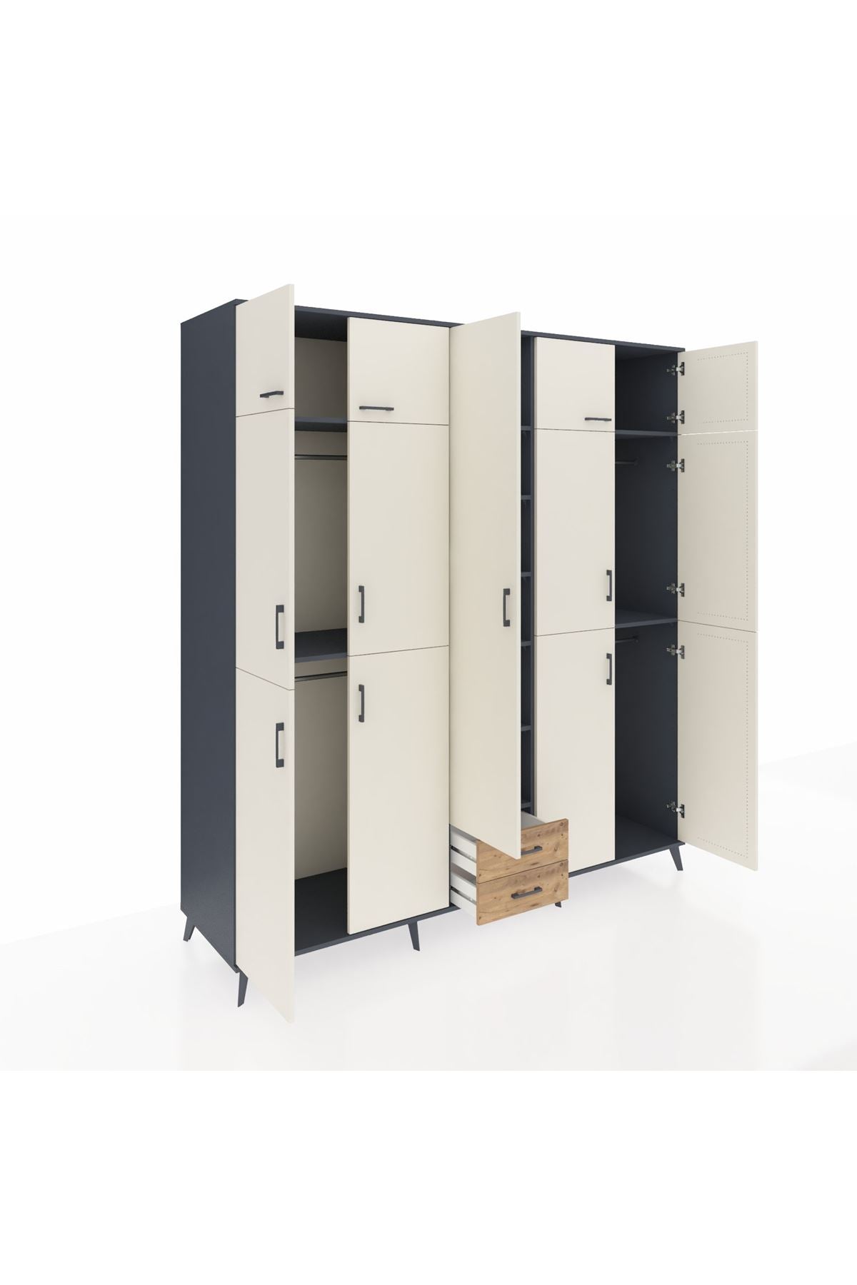 Kronos Dolap 10 Raflı 2 Çekmeceli 4 Askılı 220x59x243 - S784M012V15C