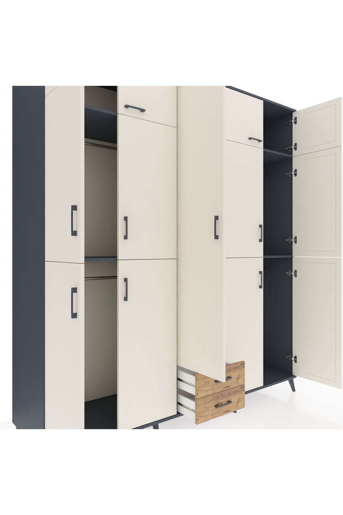 Kronos Dolap 10 Raflı 2 Çekmeceli 4 Askılı 220x59x243 - S784M012V15C