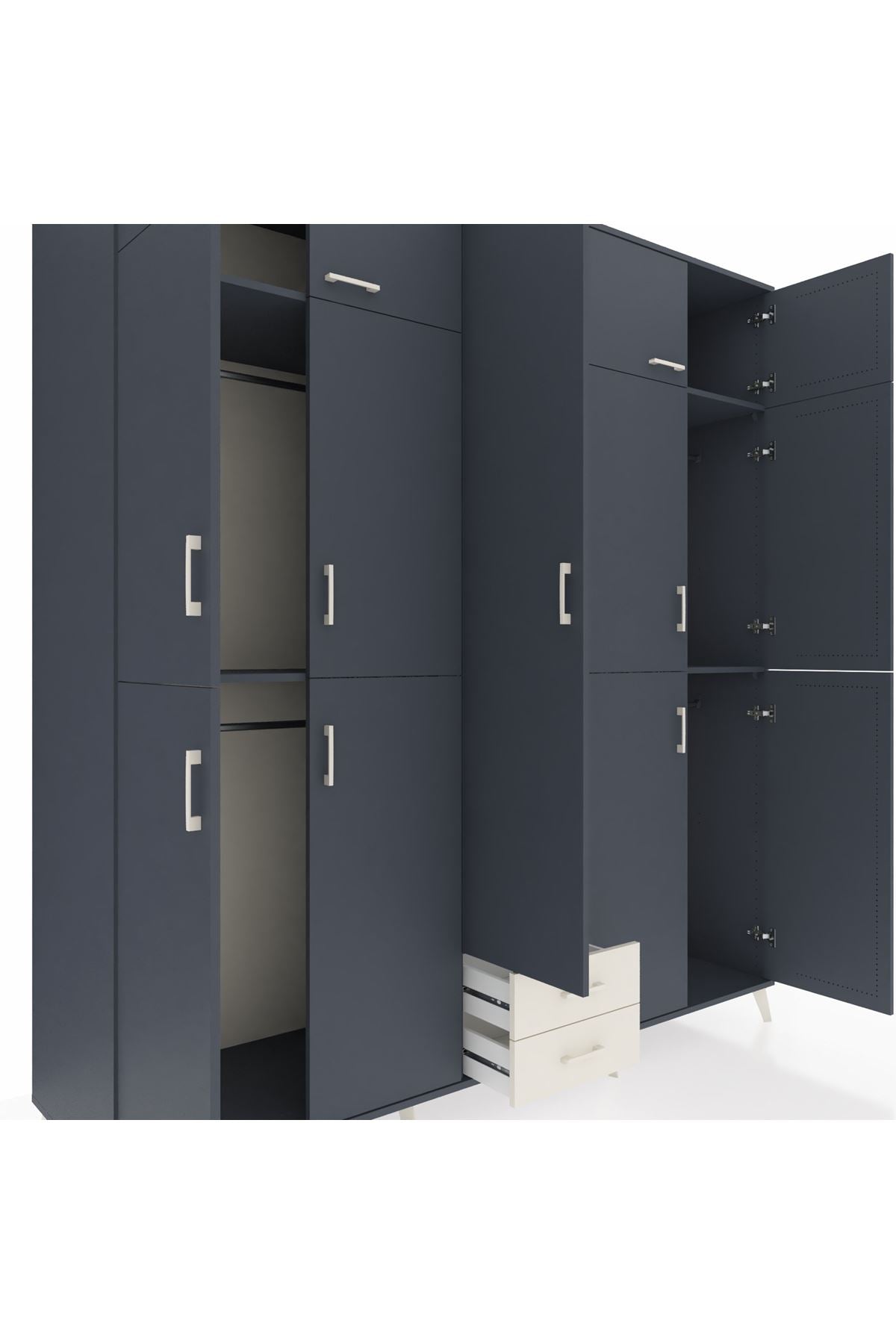 Kronos Dolap 10 Raflı 2 Çekmeceli 4 Askılı 220x59x243 - S784M012V16C