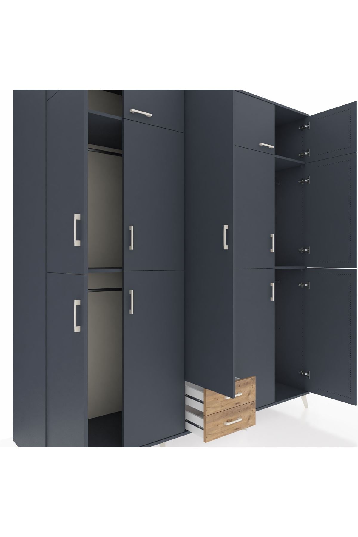 Kronos Dolap 10 Raflı 2 Çekmeceli 4 Askılı 220x59x243 - S784M012V18C
