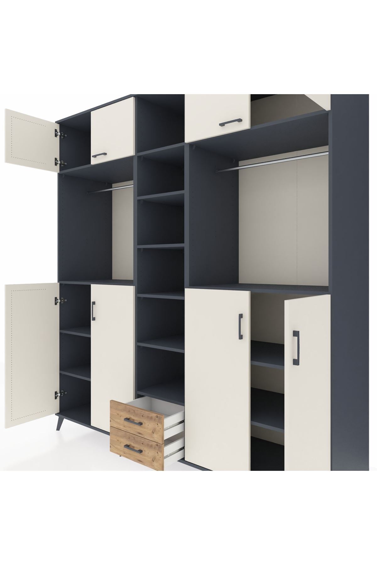 Kronos Dolap 14 Raflı 2 Çekmeceli 2 Askılı 220x59x243 - S784M013V15C