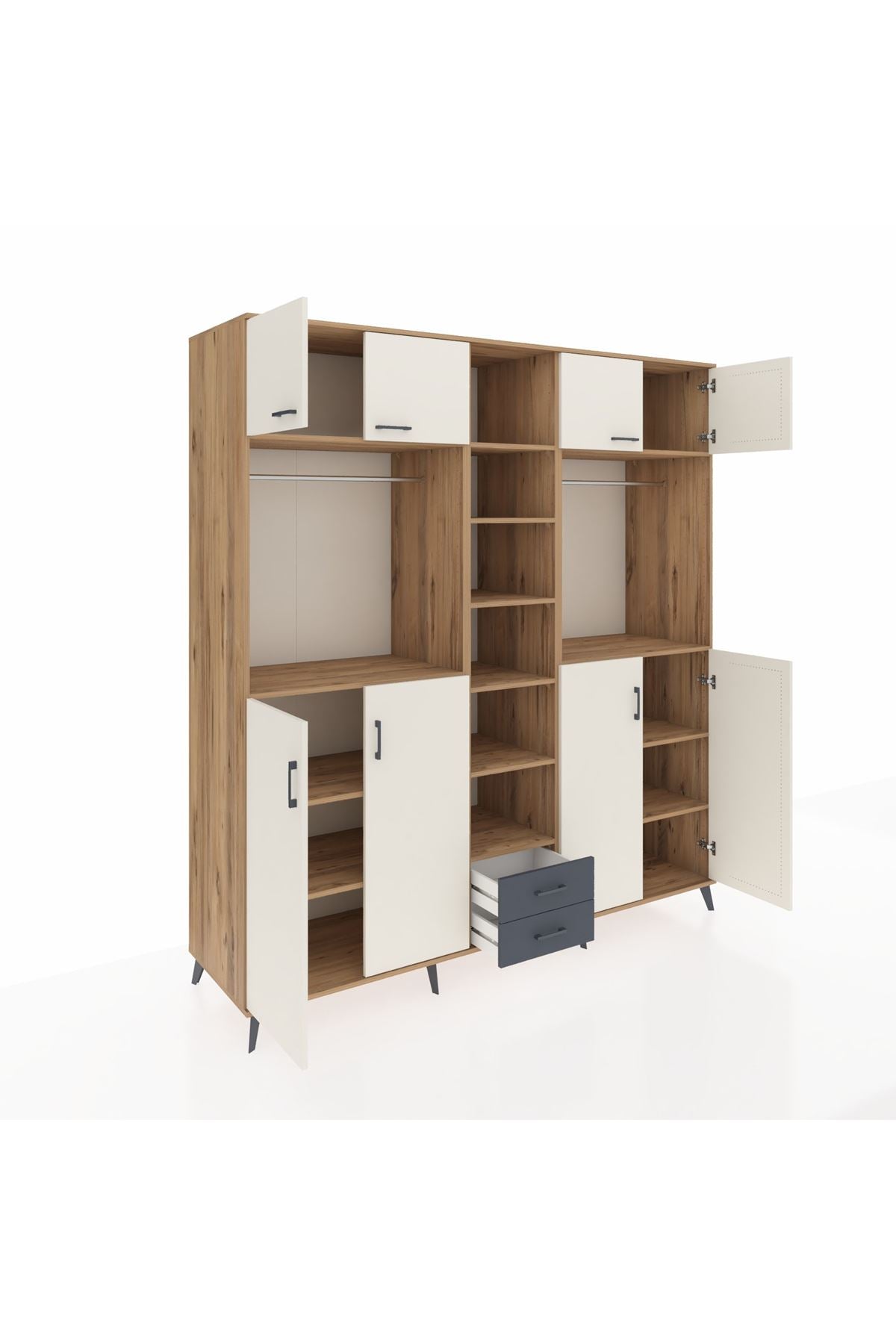 Kronos Dolap 14 Raflı 2 Çekmeceli 2 Askılı 220x59x243 - S784M013V23C