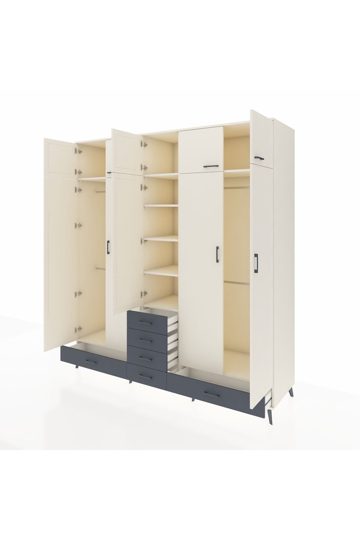 Kronos Dolap 6 Raflı 6 Çekmeceli 4 Askılı 220x59x243 - S784M014V05C