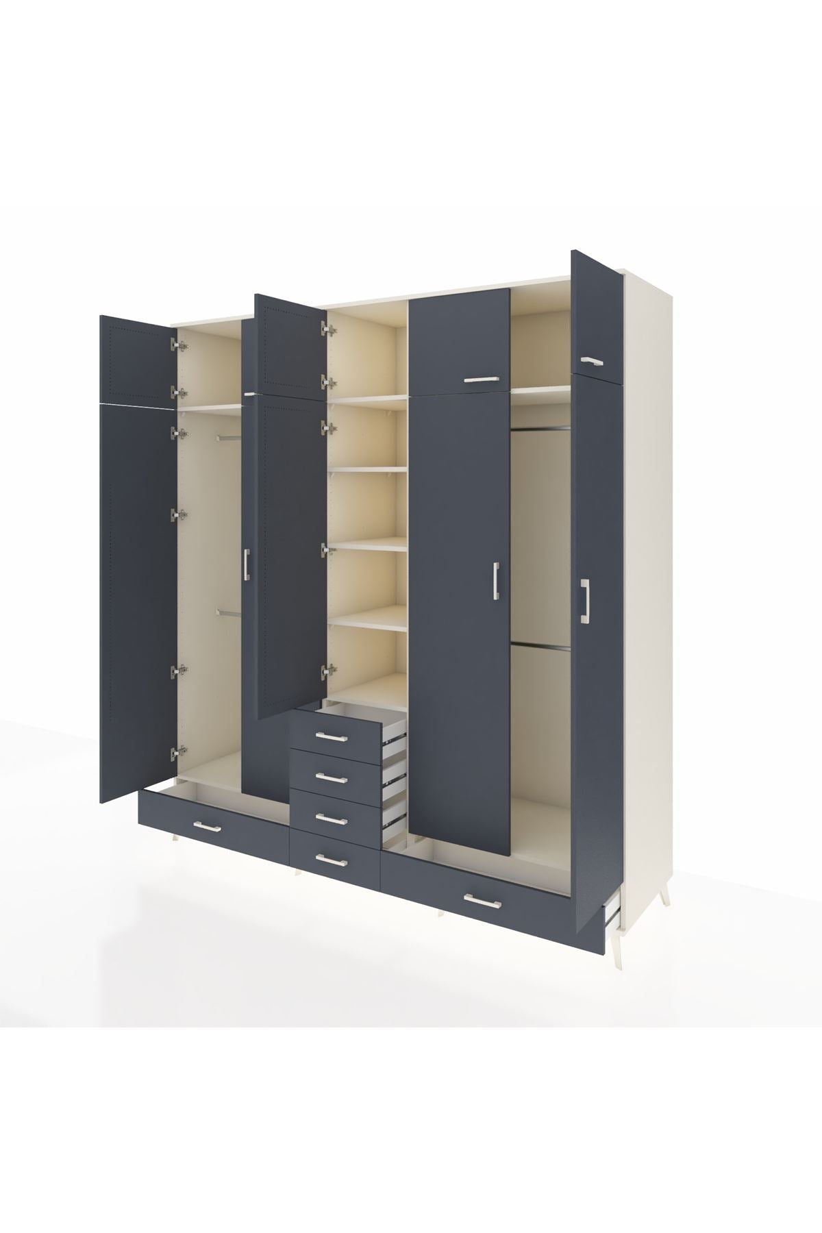 Kronos Dolap 6 Raflı 6 Çekmeceli 4 Askılı 220x59x243 - S784M014V08C