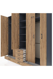 Kronos Dolap 6 Raflı 6 Çekmeceli 4 Askılı 220x59x243 - S784M014V12C