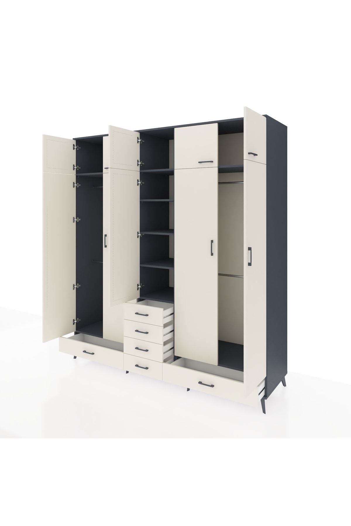 Kronos Dolap 6 Raflı 6 Çekmeceli 4 Askılı 220x59x243 - S784M014V13C