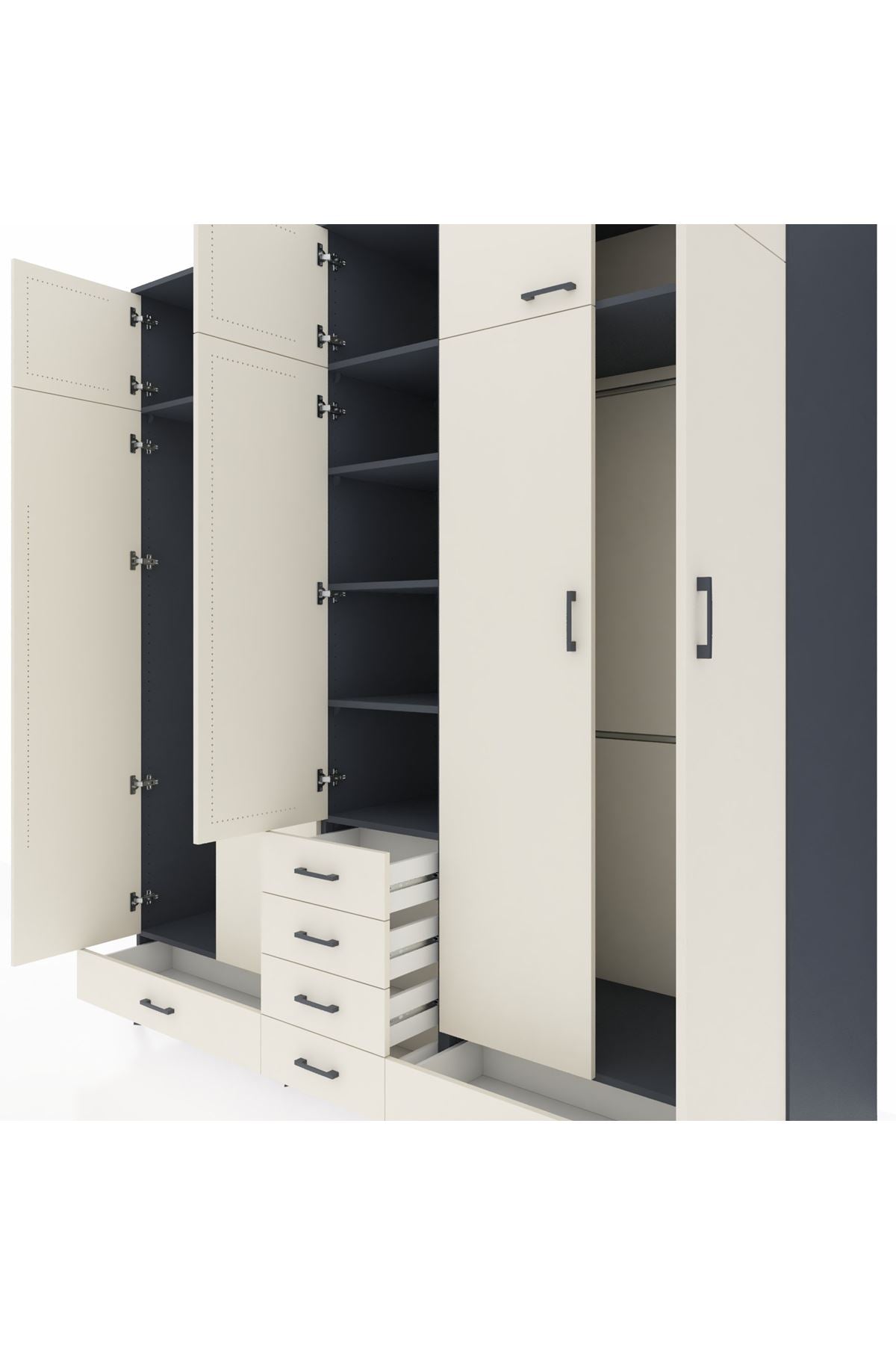 Kronos Dolap 6 Raflı 6 Çekmeceli 4 Askılı 220x59x243 - S784M014V13C