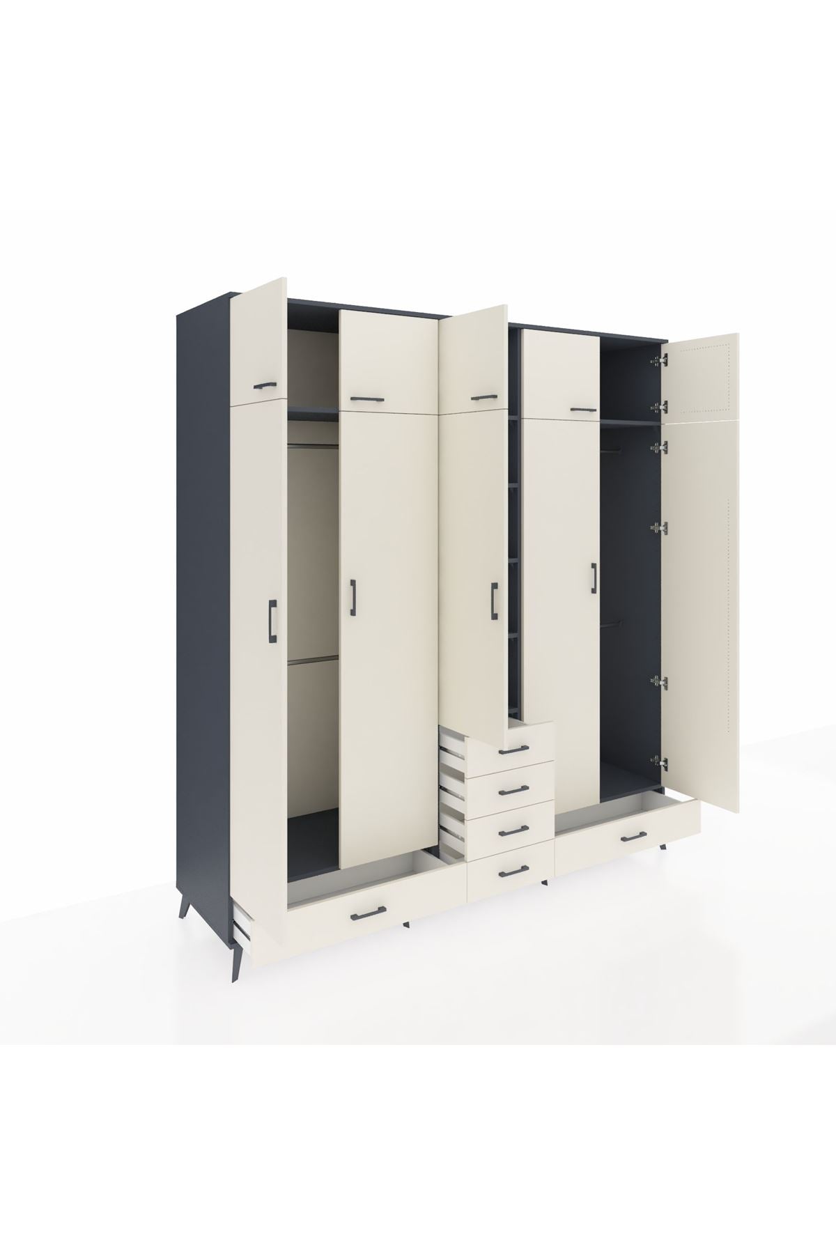 Kronos Dolap 6 Raflı 6 Çekmeceli 4 Askılı 220x59x243 - S784M014V13C