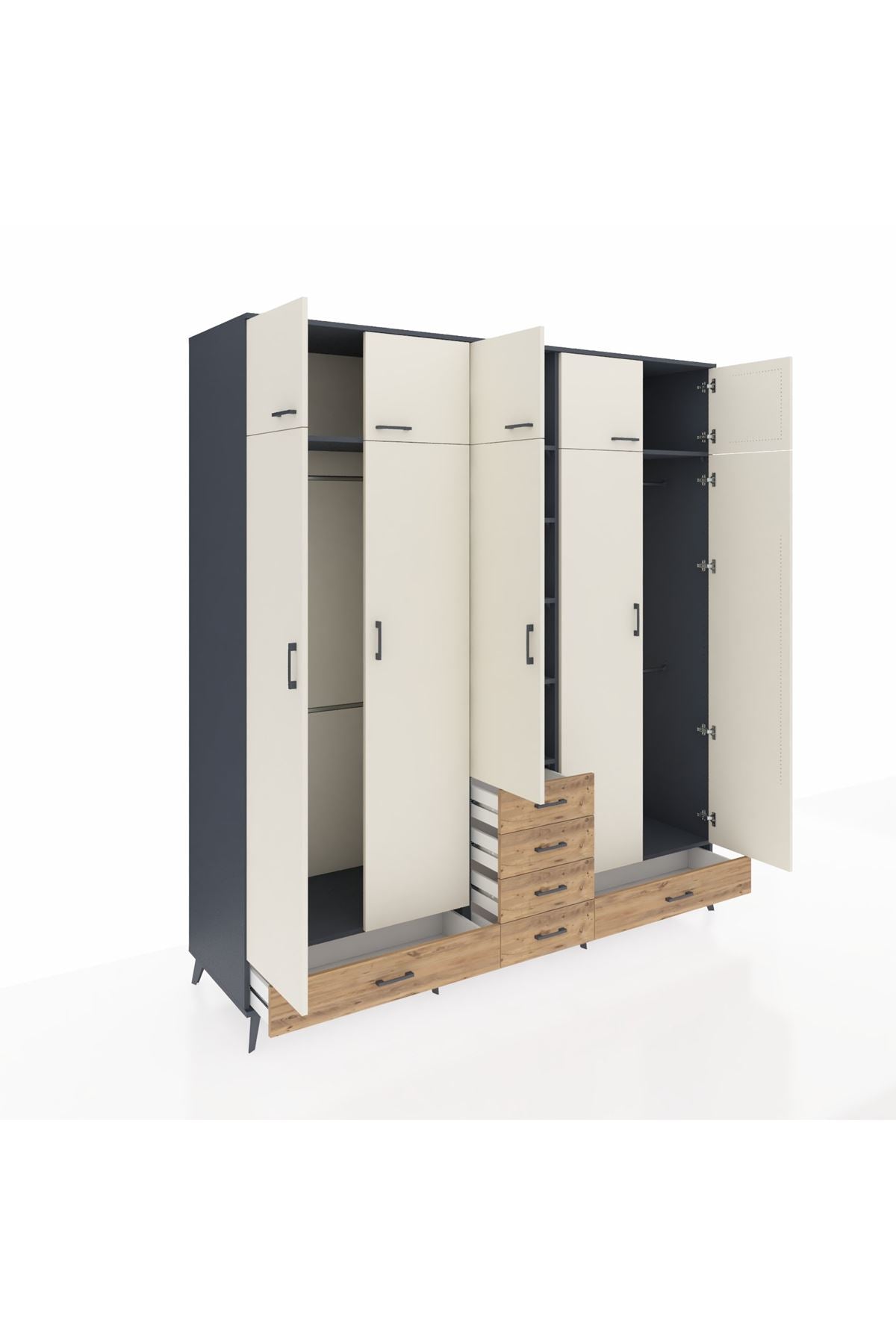 Kronos Dolap 6 Raflı 6 Çekmeceli 4 Askılı 220x59x243 - S784M014V15C
