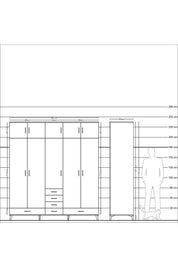 Kronos Dolap 6 Raflı 6 Çekmeceli 4 Askılı 220x59x243 - S784M014V15C