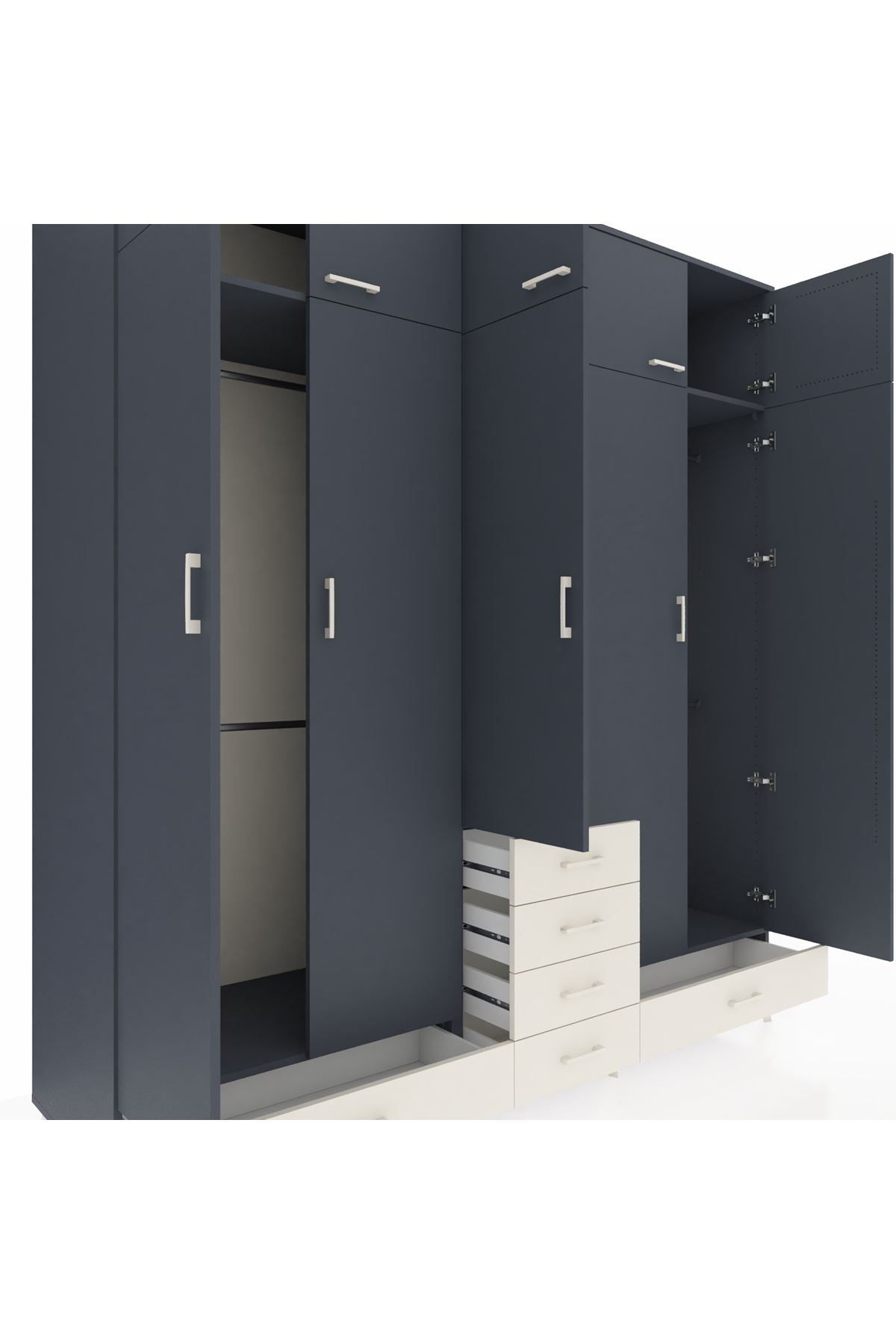 Kronos Dolap 6 Raflı 6 Çekmeceli 4 Askılı 220x59x243 - S784M014V16C