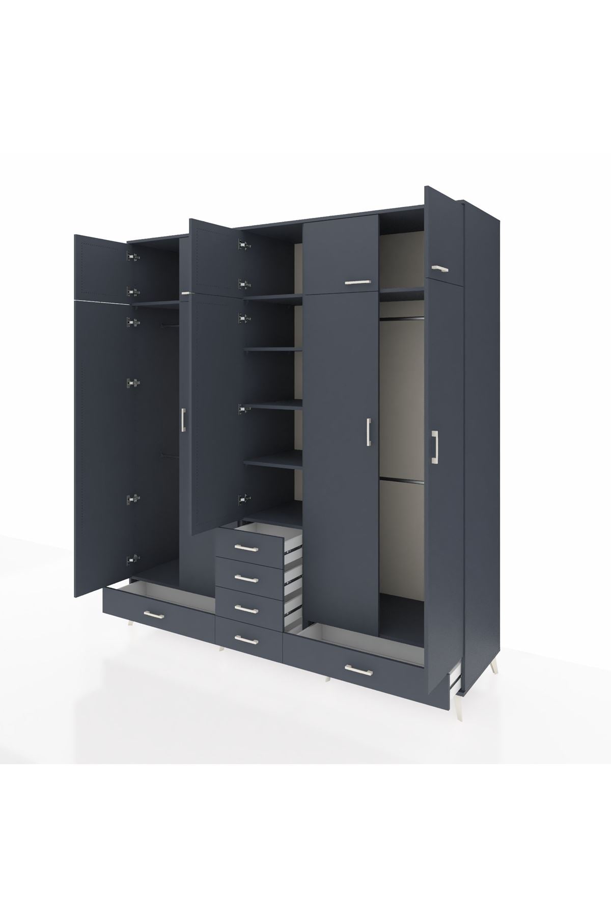 Kronos Dolap 6 Raflı 6 Çekmeceli 4 Askılı 220x59x243 - S784M014V17C
