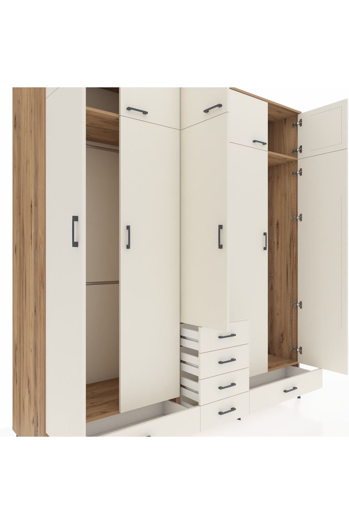 Kronos Dolap 6 Raflı 6 Çekmeceli 4 Askılı 220x59x243 - S784M014V22C