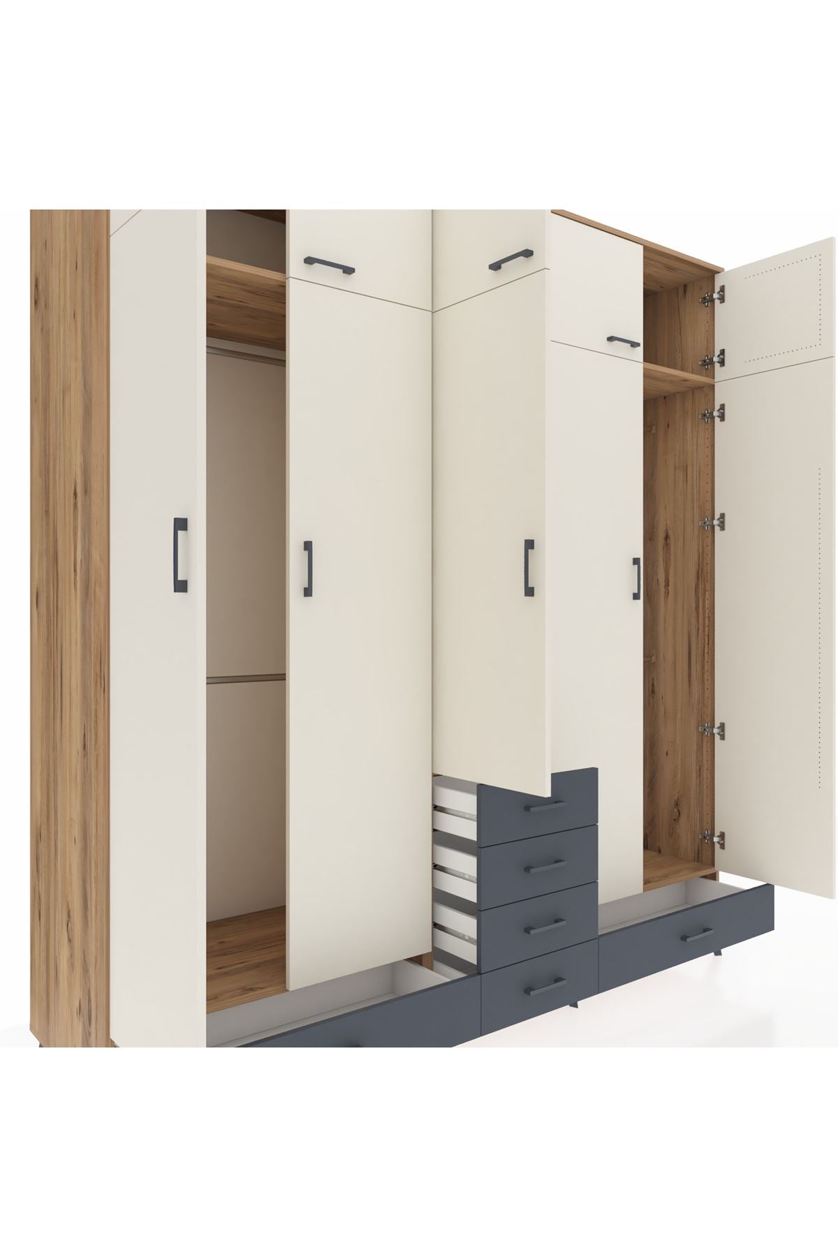 Kronos Dolap 6 Raflı 6 Çekmeceli 4 Askılı 220x59x243 - S784M014V23C