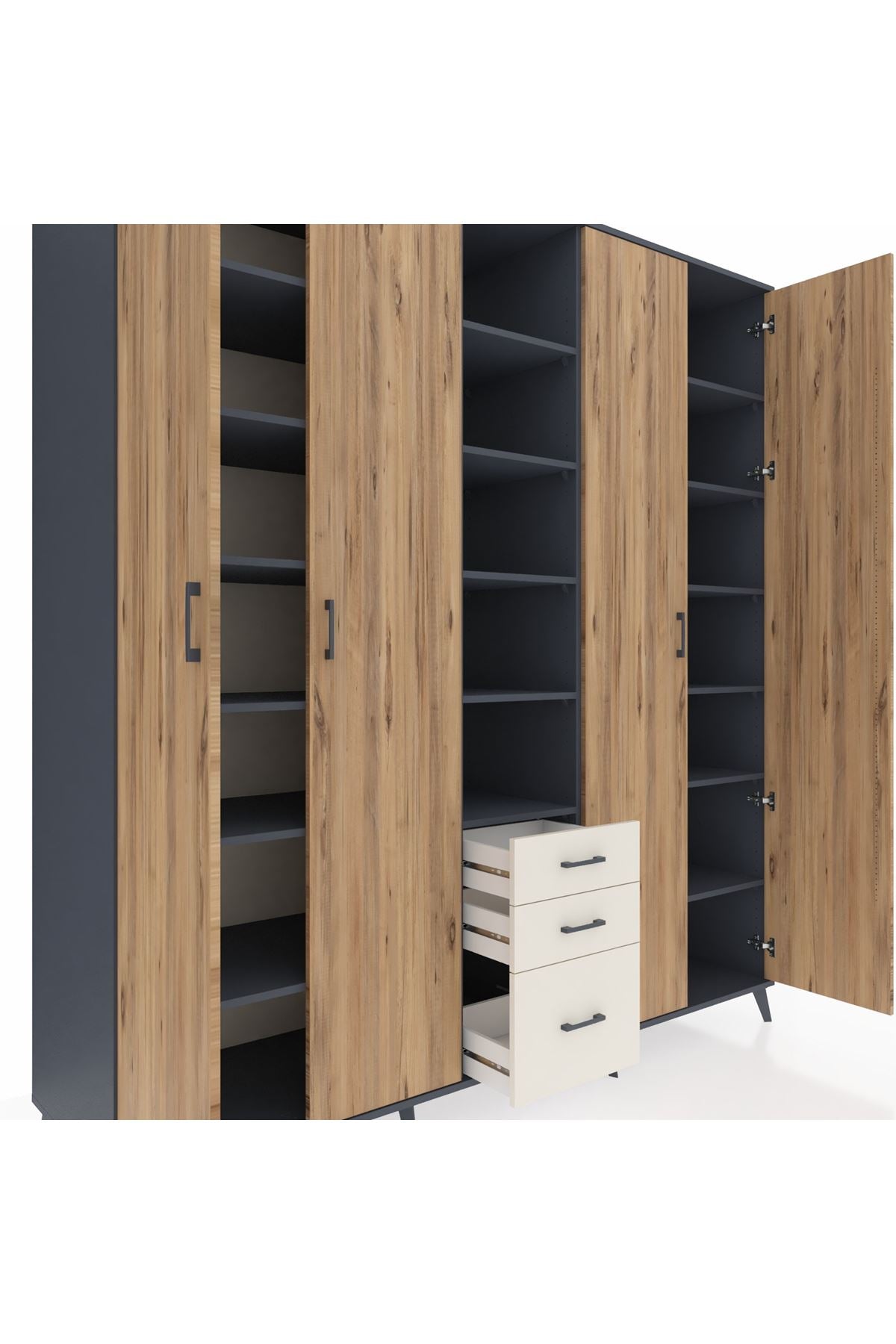 Kronos Dolap 17 Raflı 3 Çekmeceli 4 Kapaklı 220x59x243 - S784M017V10C