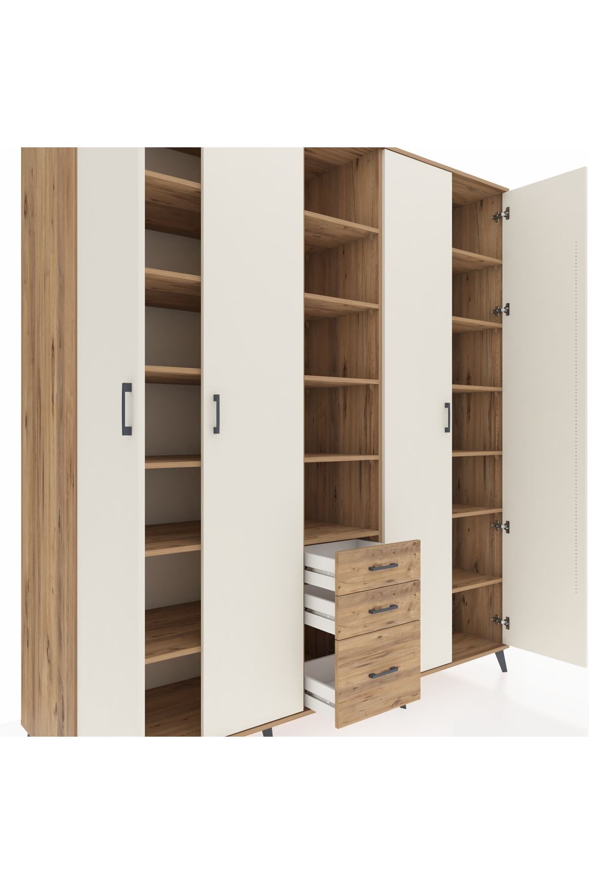 Kronos Dolap 17 Raflı 3 Çekmeceli 4 Kapaklı 220x59x243 - S784M017V24C