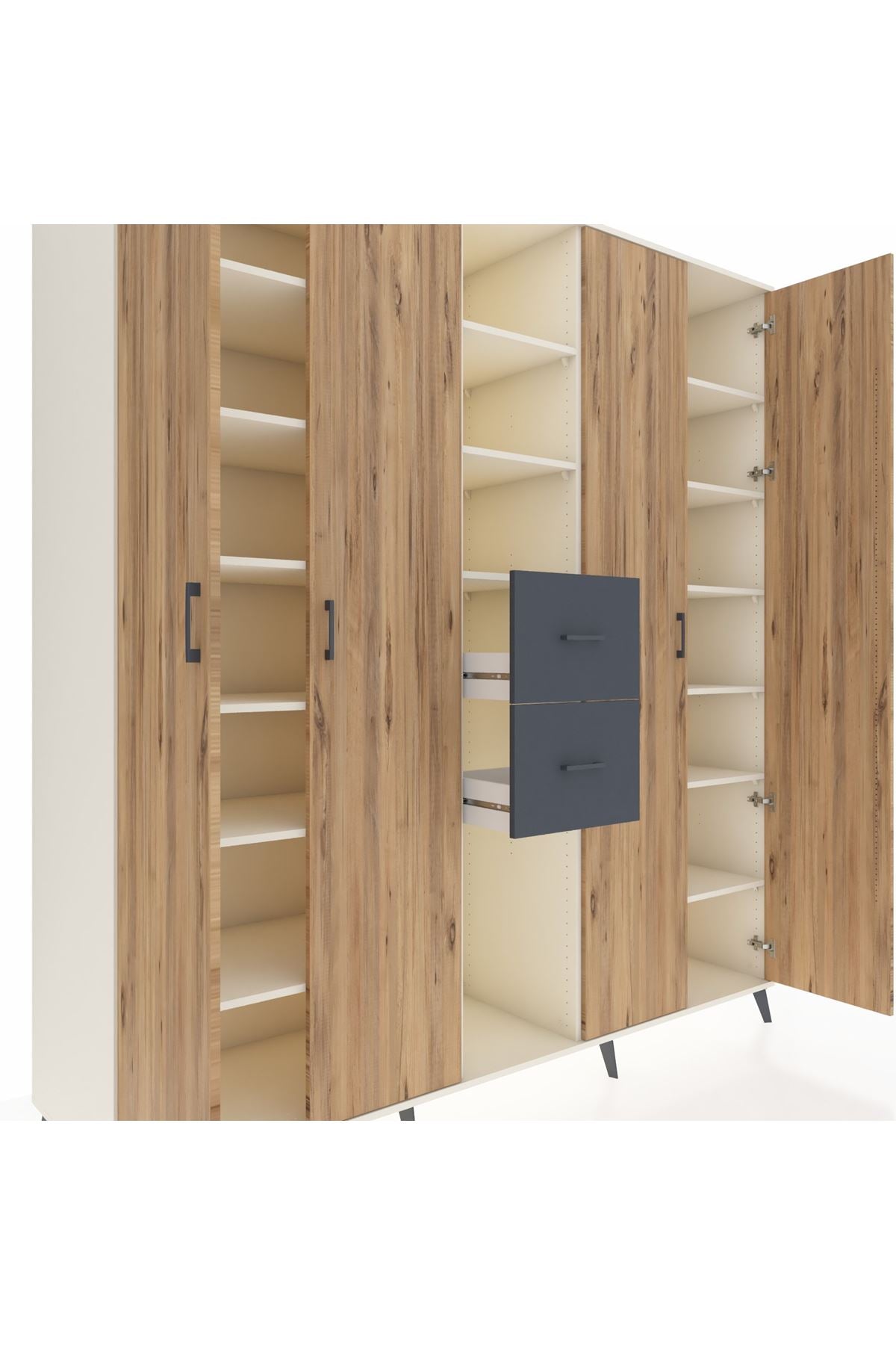 Kronos Dolap 15 Raflı 2 Çekmeceli 4 Kapaklı 220x59x243 - S784M018V02C
