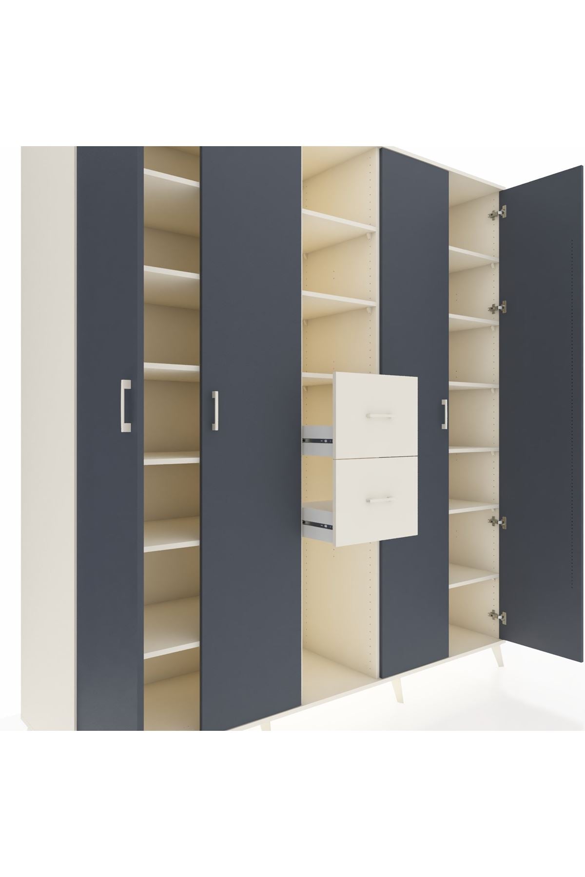 Kronos Dolap 15 Raflı 2 Çekmeceli 4 Kapaklı 220x59x243 - S784M018V07C