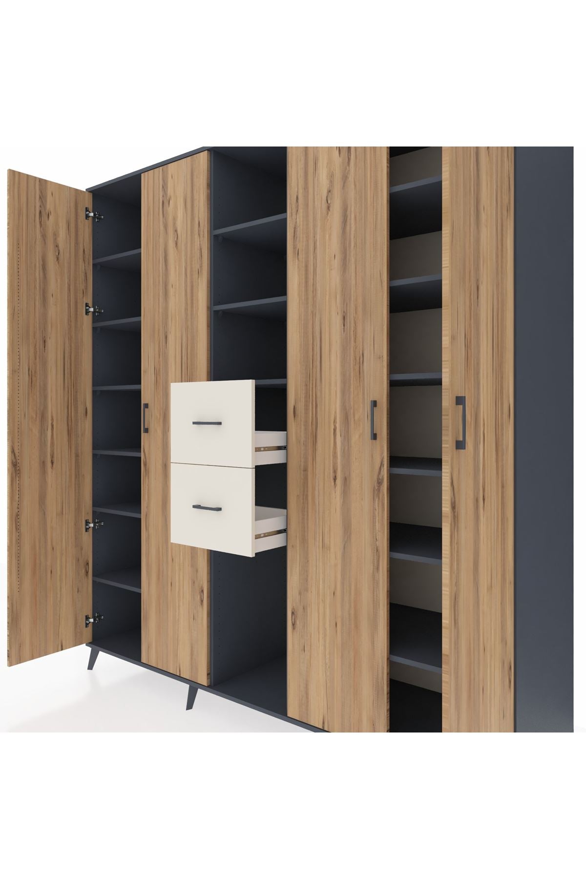 Kronos Dolap 15 Raflı 2 Çekmeceli 4 Kapaklı 220x59x243 - S784M018V10C