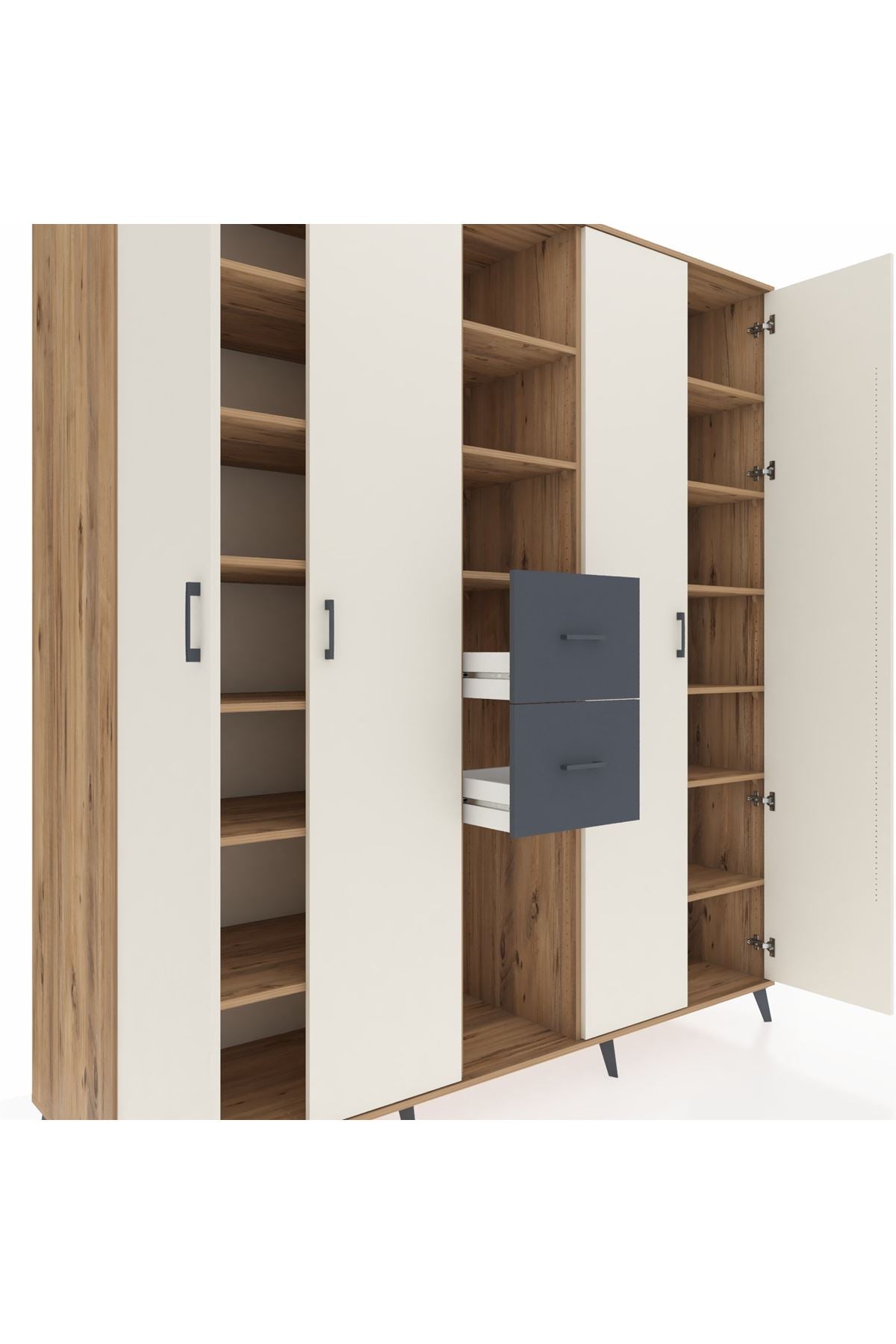 Kronos Dolap 15 Raflı 2 Çekmeceli 4 Kapaklı 220x59x243 - S784M018V23C