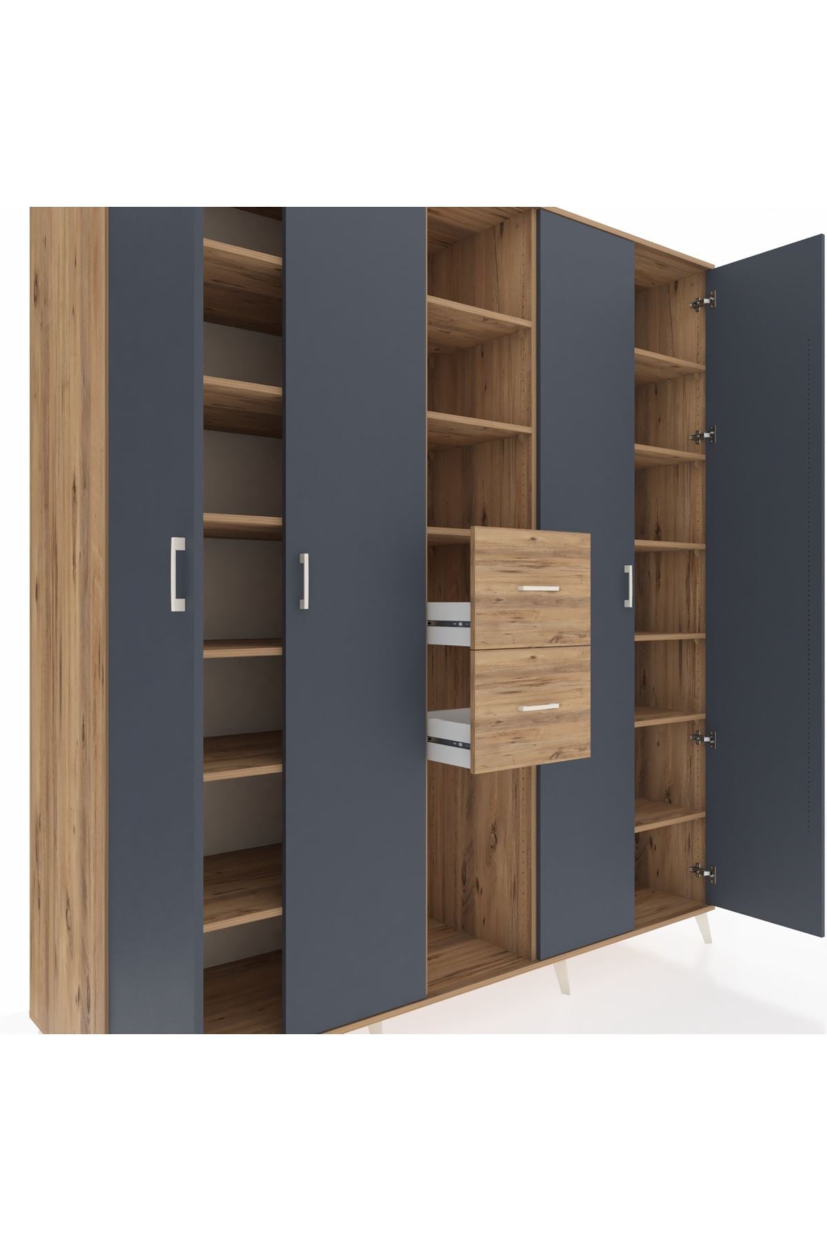 Kronos Dolap 15 Raflı 2 Çekmeceli 4 Kapaklı 220x59x243 - S784M018V27C