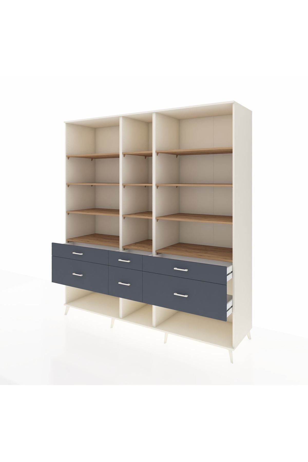 Kronos Dolap 12 Raflı 6 Çekmeceli 220x59x243 - S784M019V02C