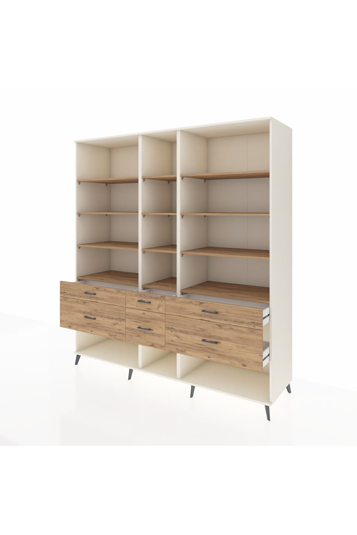 Kronos Dolap 12 Raflı 6 Çekmeceli 220x59x243 - S784M019V03C