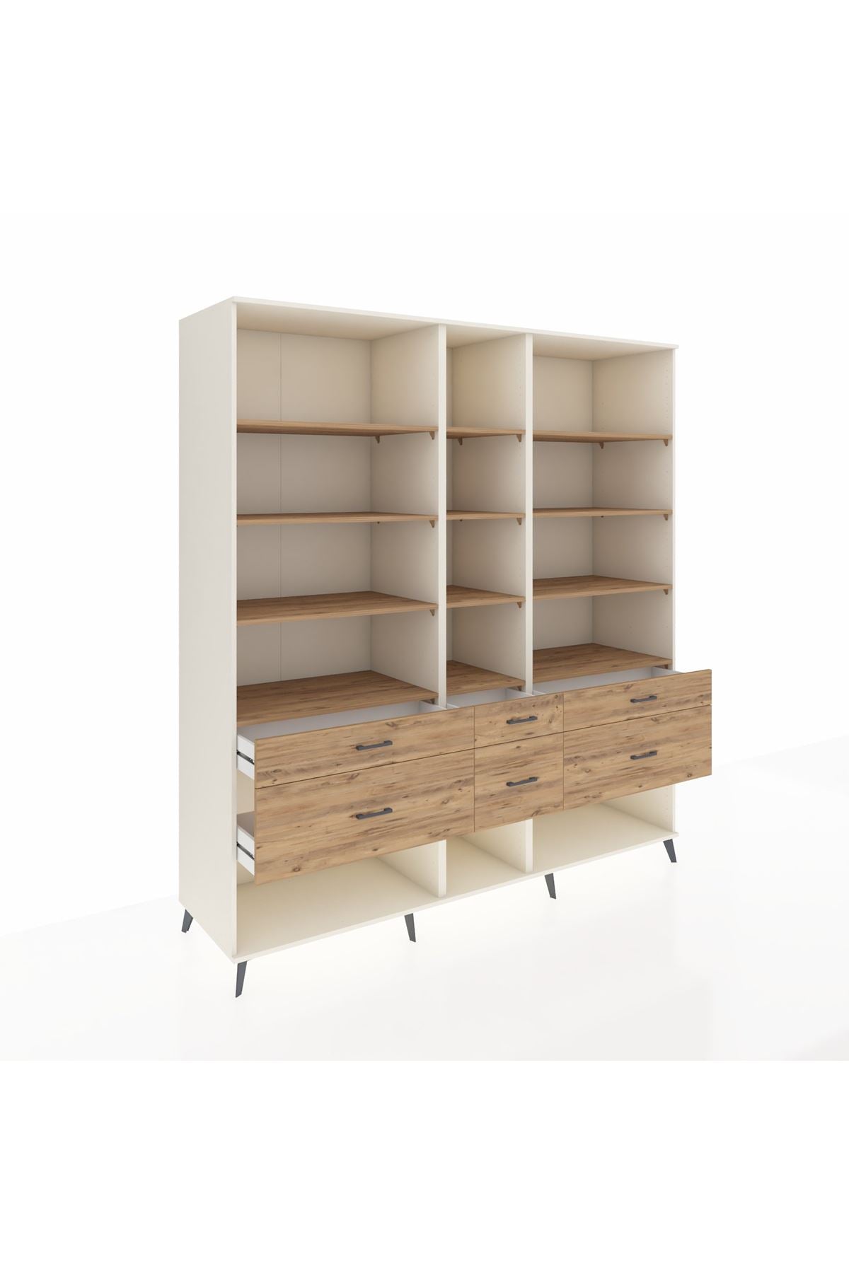 Kronos Dolap 12 Raflı 6 Çekmeceli 220x59x243 - S784M019V03C