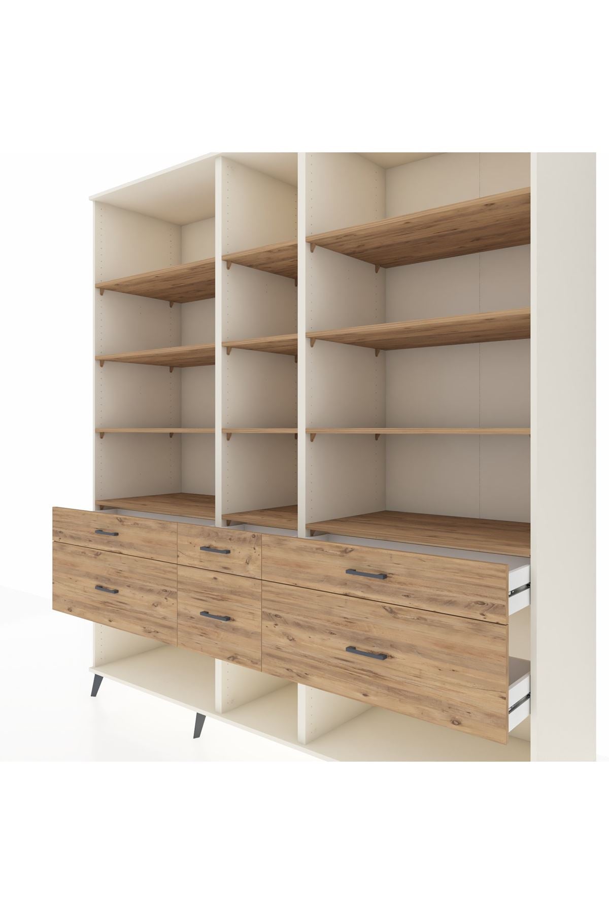 Kronos Dolap 12 Raflı 6 Çekmeceli 220x59x243 - S784M019V03C