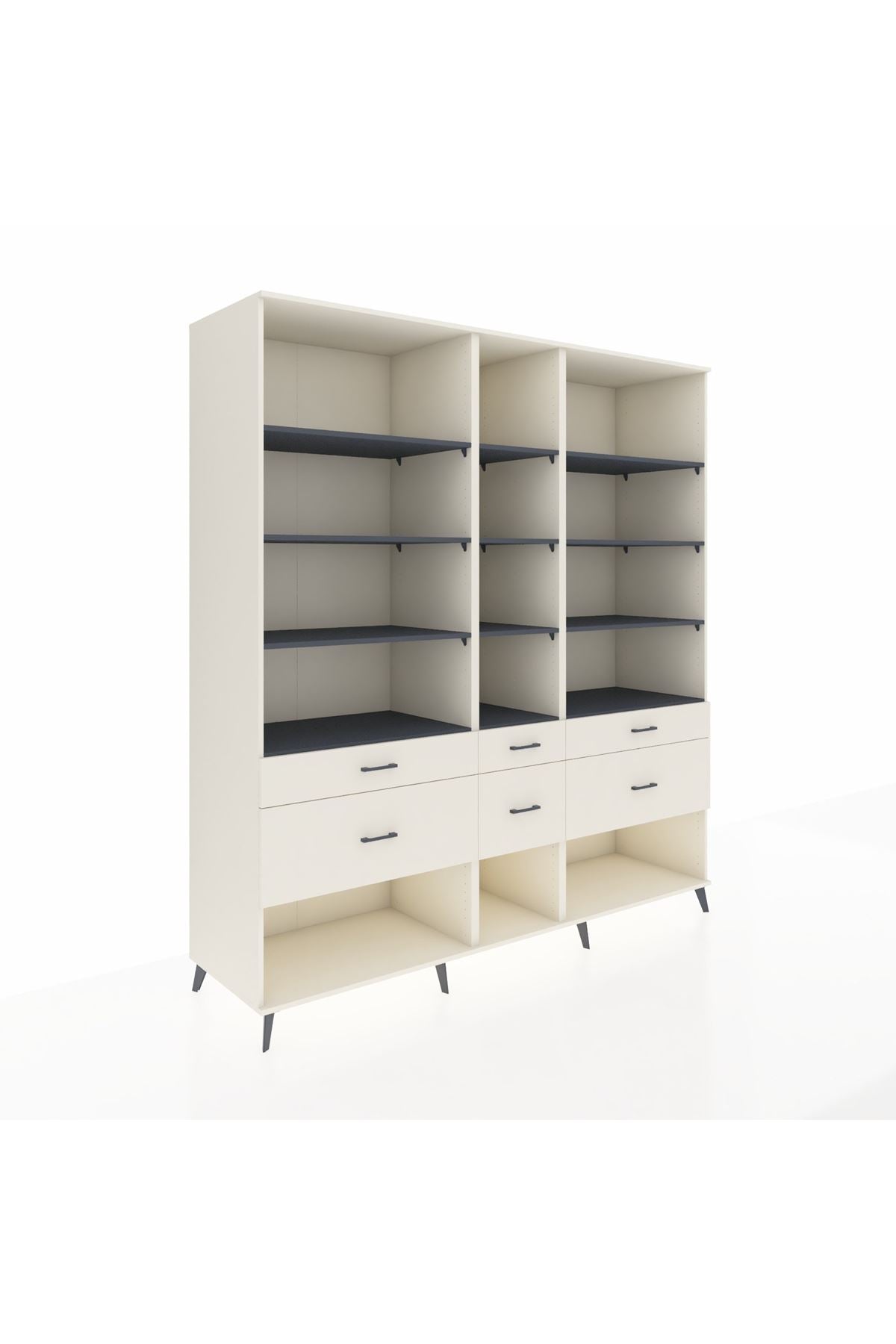 Kronos Dolap 12 Raflı 6 Çekmeceli 220x59x243 - S784M019V07C