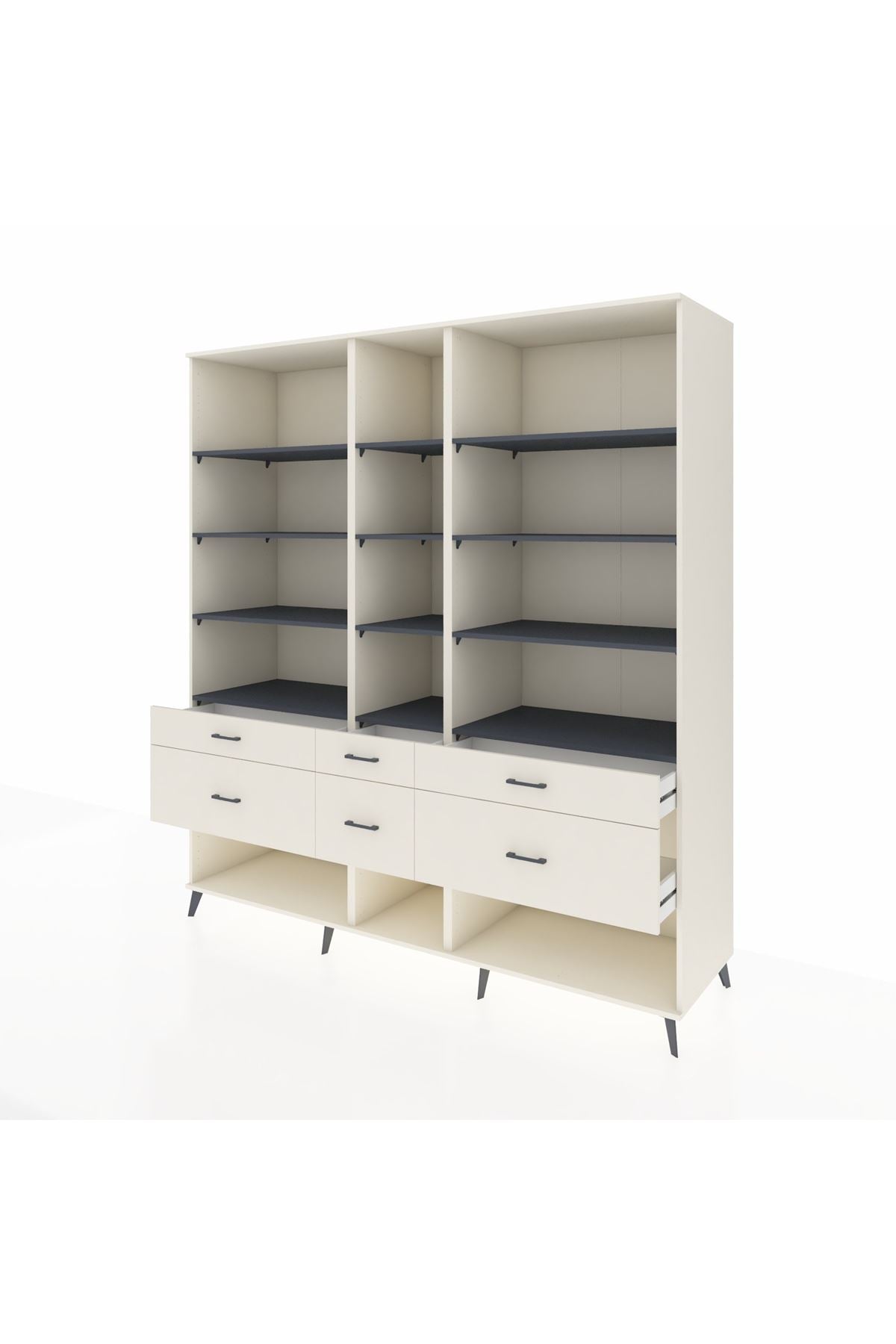 Kronos Dolap 12 Raflı 6 Çekmeceli 220x59x243 - S784M019V07C
