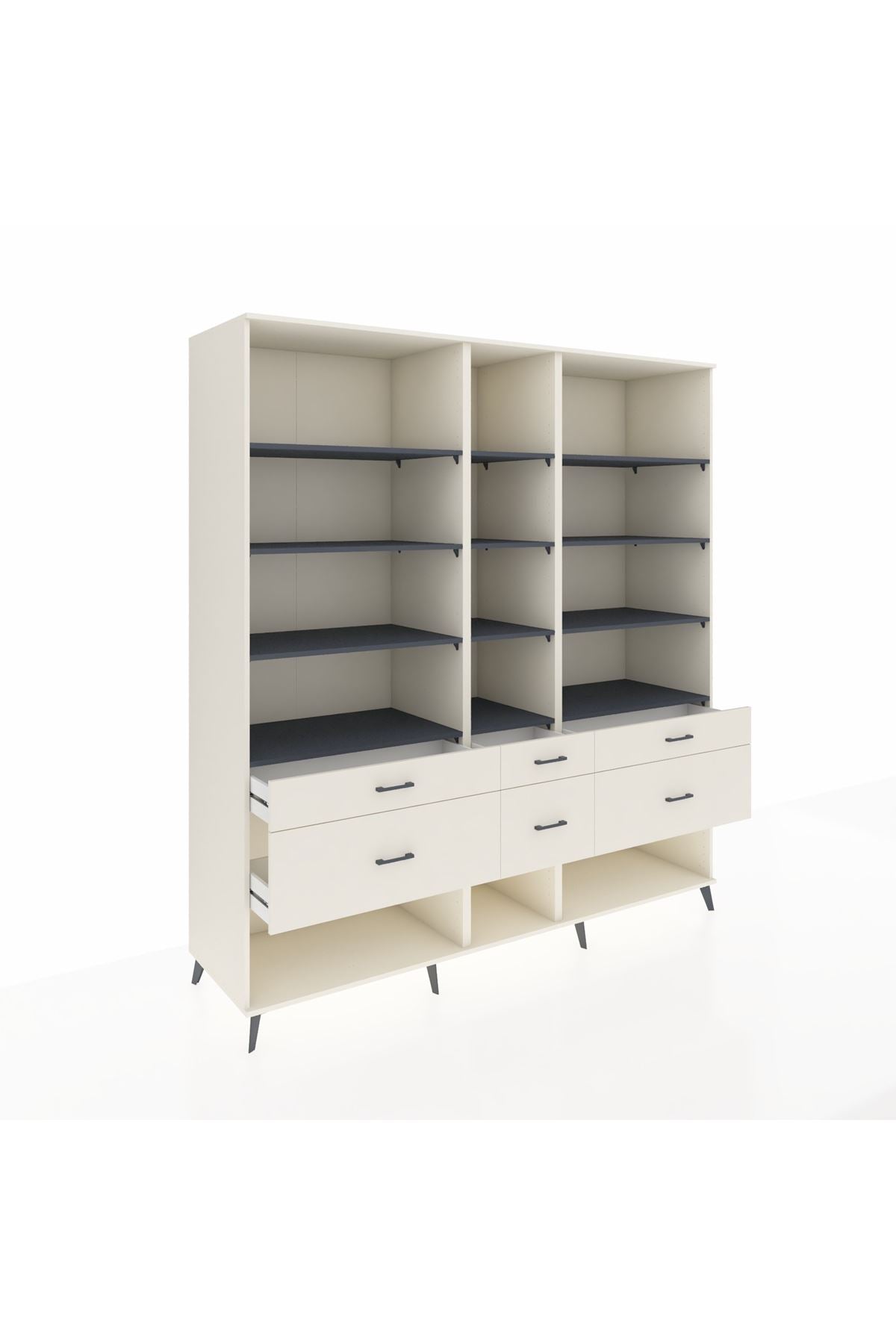 Kronos Dolap 12 Raflı 6 Çekmeceli 220x59x243 - S784M019V07C