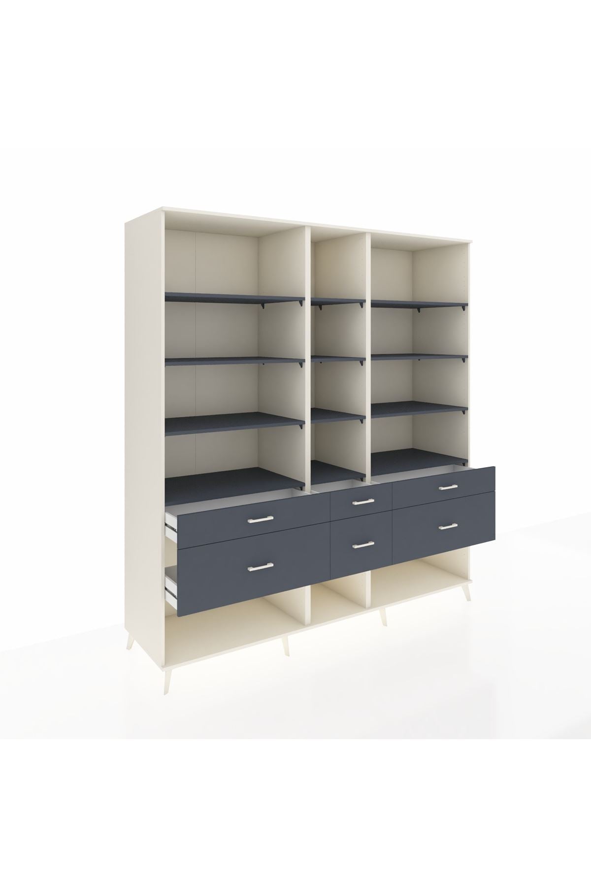 Kronos Dolap 12 Raflı 6 Çekmeceli 220x59x243 - S784M019V08C