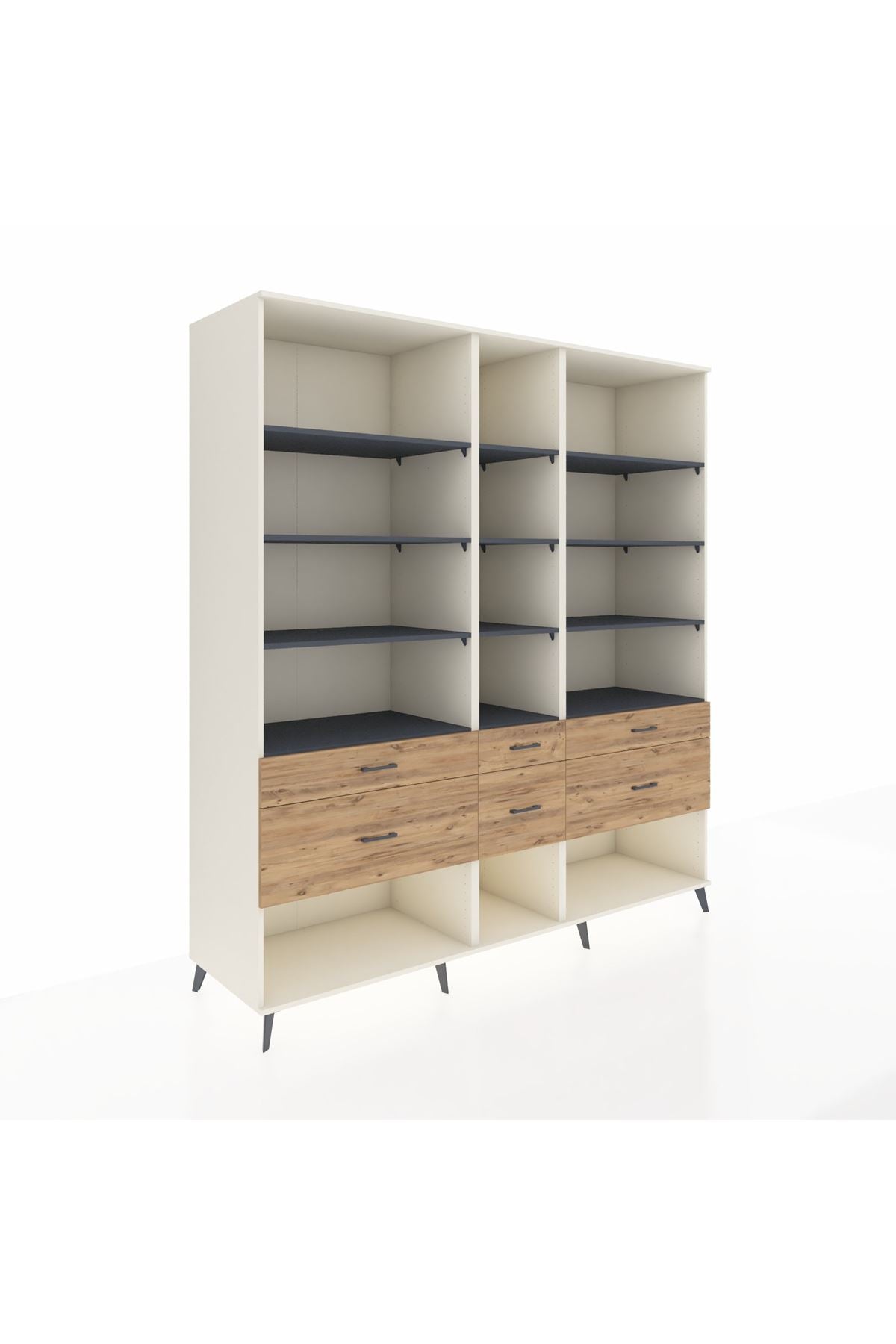 Kronos Dolap 12 Raflı 6 Çekmeceli 220x59x243 - S784M019V09C