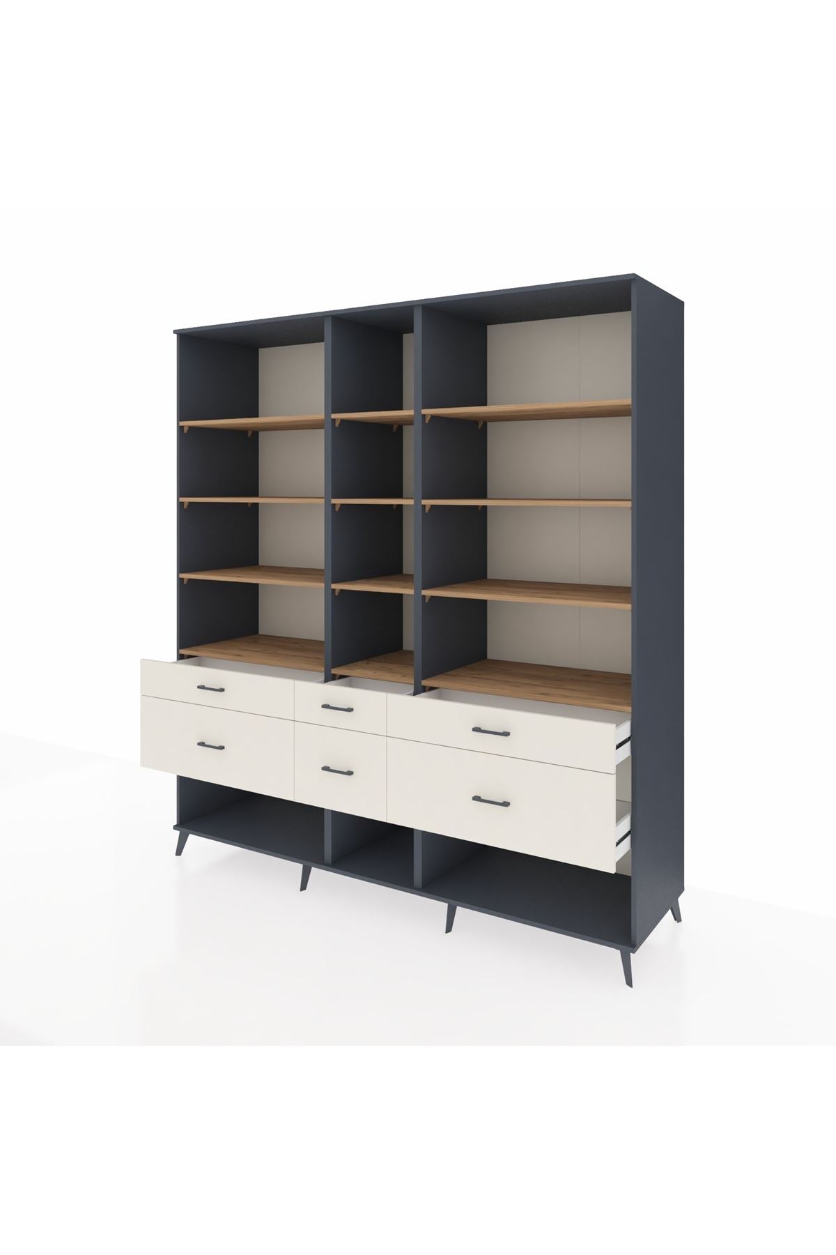 Kronos Dolap 12 Raflı 6 Çekmeceli 220x59x243 - S784M019V10C