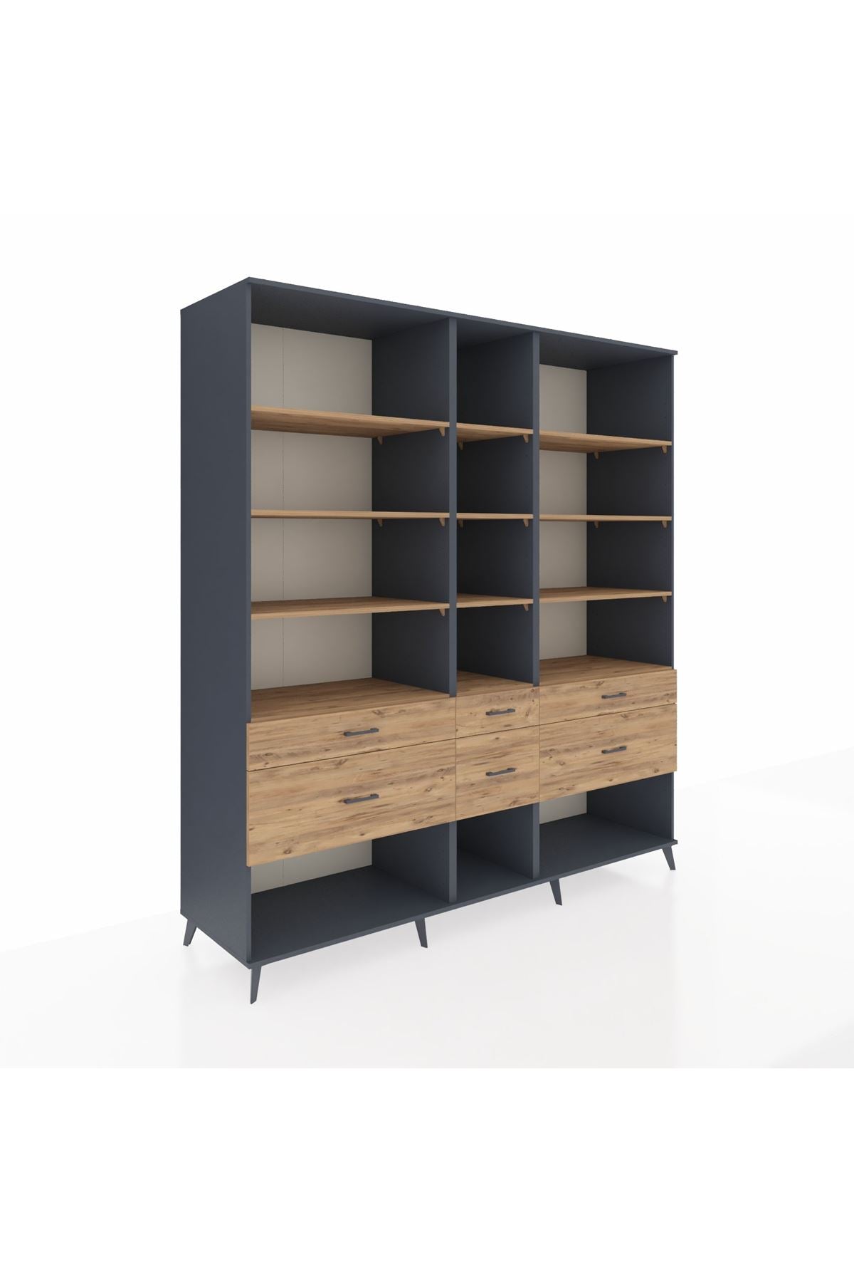 Kronos Dolap 12 Raflı 6 Çekmeceli 220x59x243 - S784M019V12C
