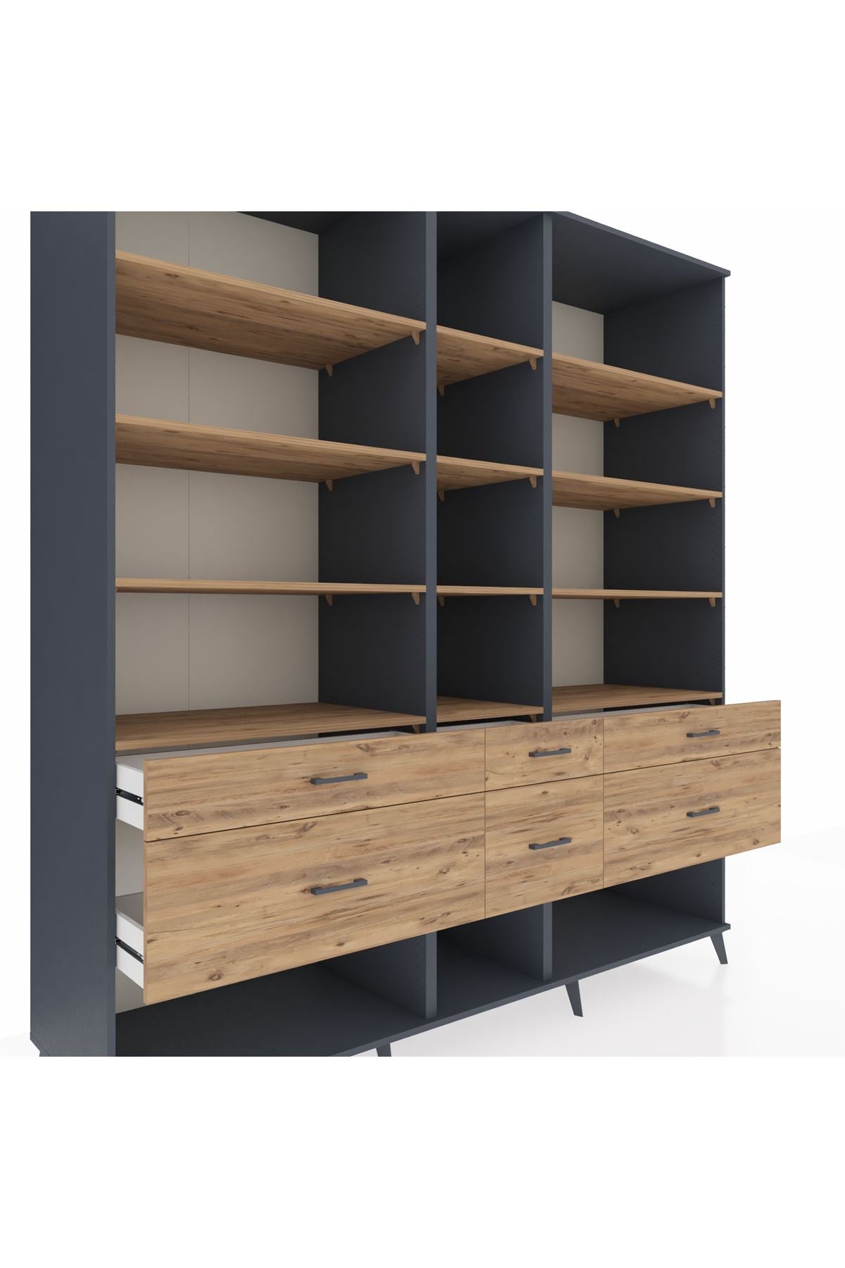 Kronos Dolap 12 Raflı 6 Çekmeceli 220x59x243 - S784M019V12C