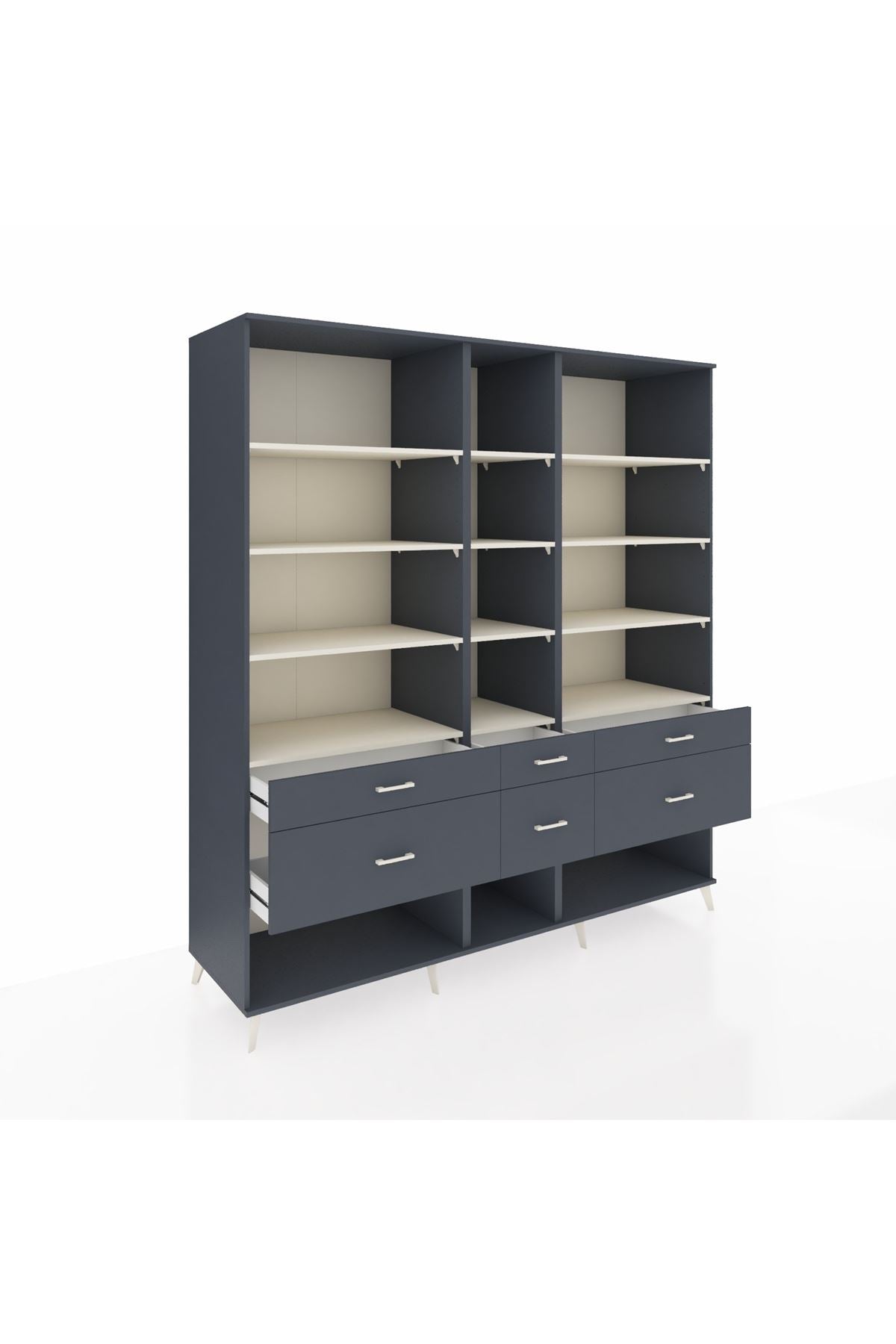 Kronos Dolap 12 Raflı 6 Çekmeceli 220x59x243 - S784M019V14C