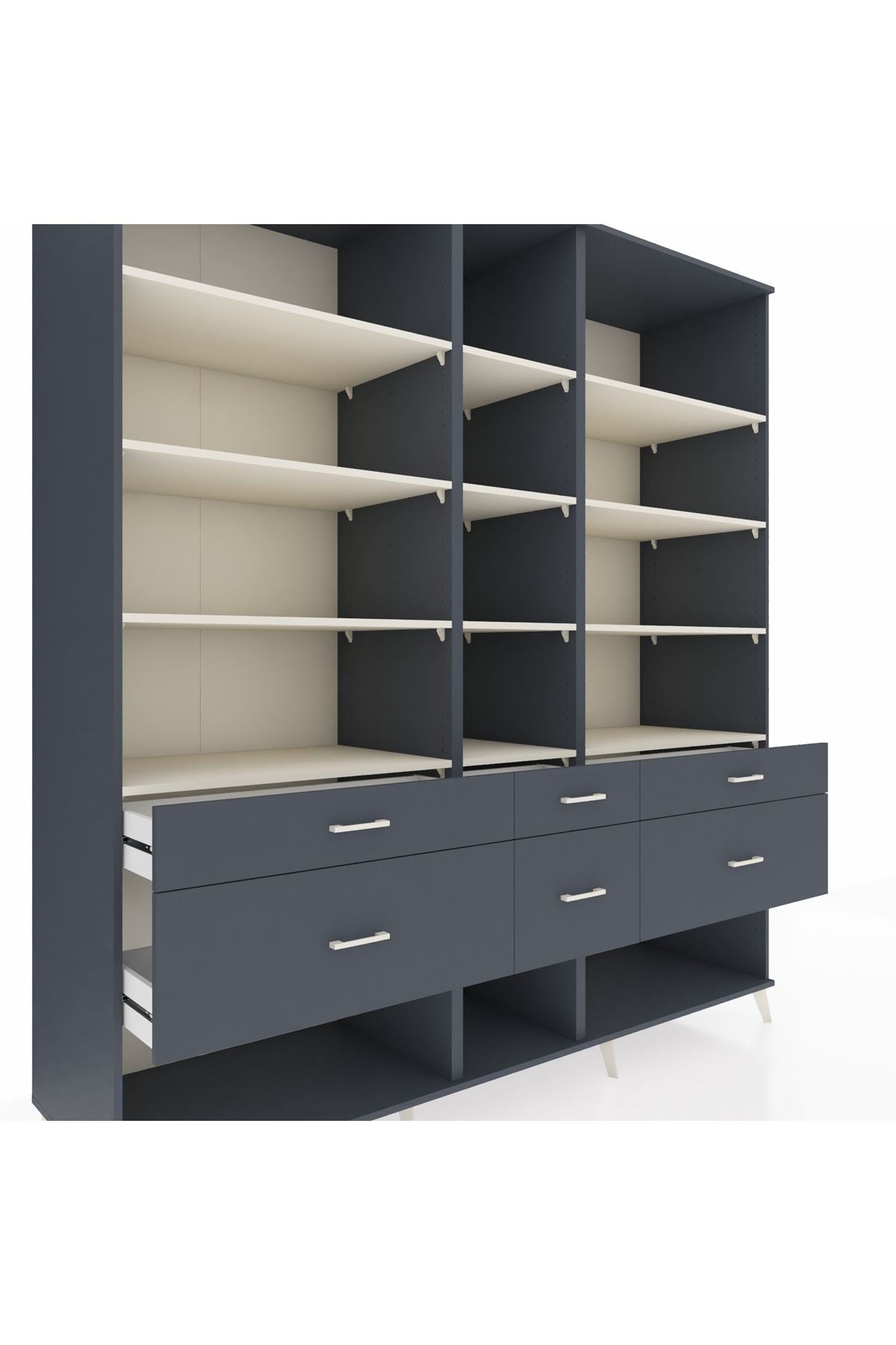 Kronos Dolap 12 Raflı 6 Çekmeceli 220x59x243 - S784M019V14C