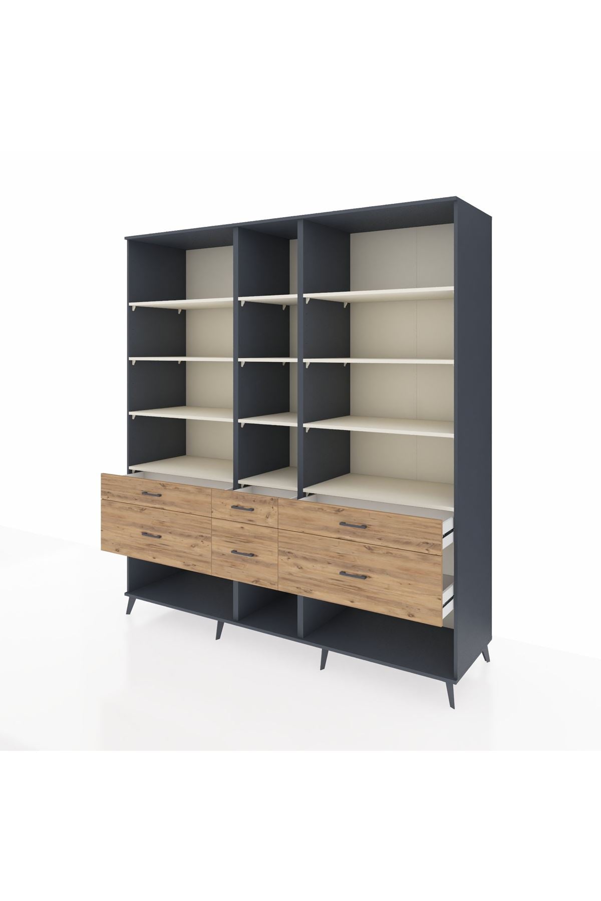 Kronos Dolap 12 Raflı 6 Çekmeceli 220x59x243 - S784M019V15C