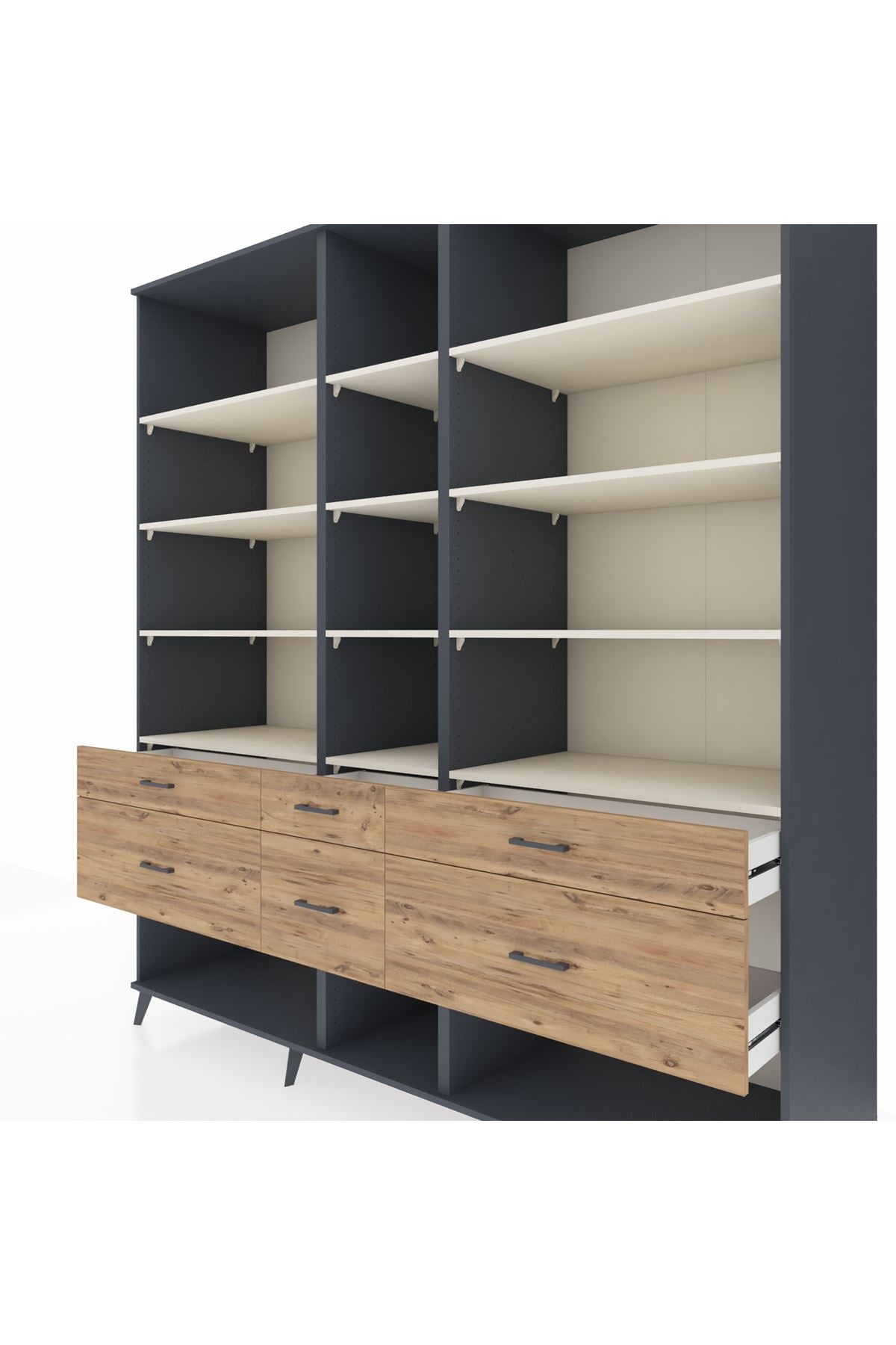 Kronos Dolap 12 Raflı 6 Çekmeceli 220x59x243 - S784M019V15C