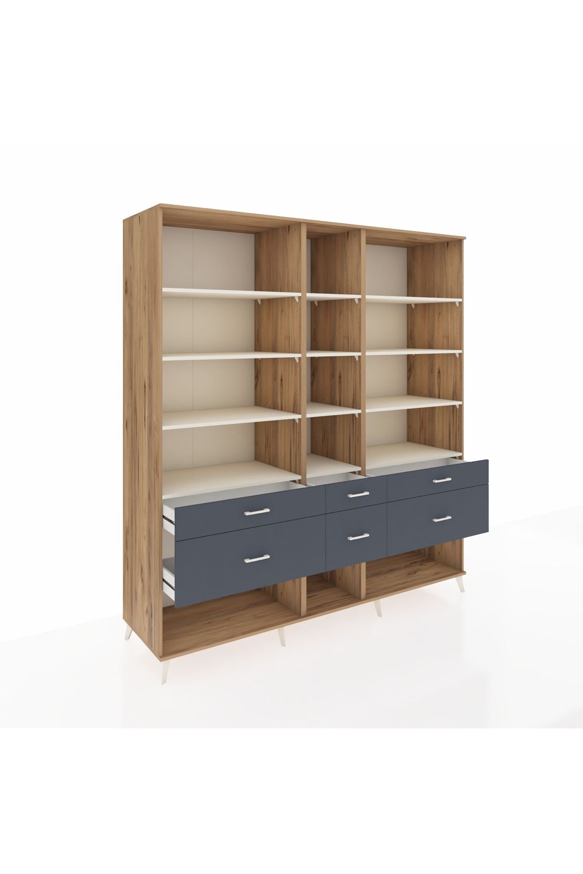 Kronos Dolap 12 Raflı 6 Çekmeceli 220x59x243 - S784M019V23C