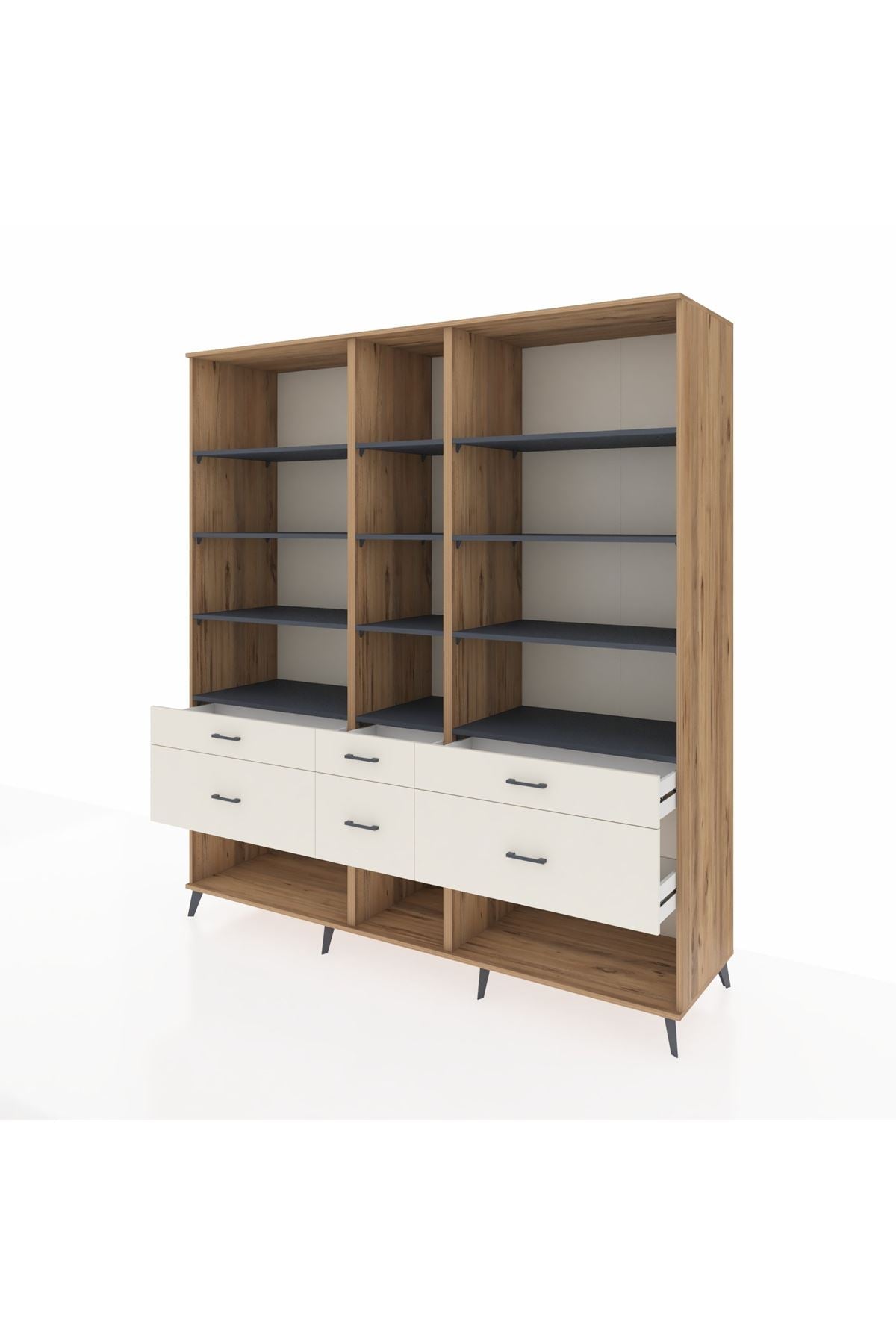 Kronos Dolap 12 Raflı 6 Çekmeceli 220x59x243 - S784M019V25C