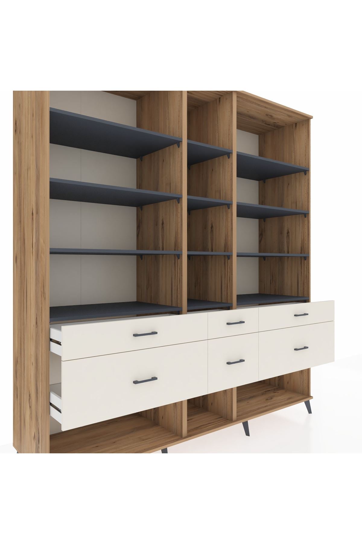 Kronos Dolap 12 Raflı 6 Çekmeceli 220x59x243 - S784M019V25C