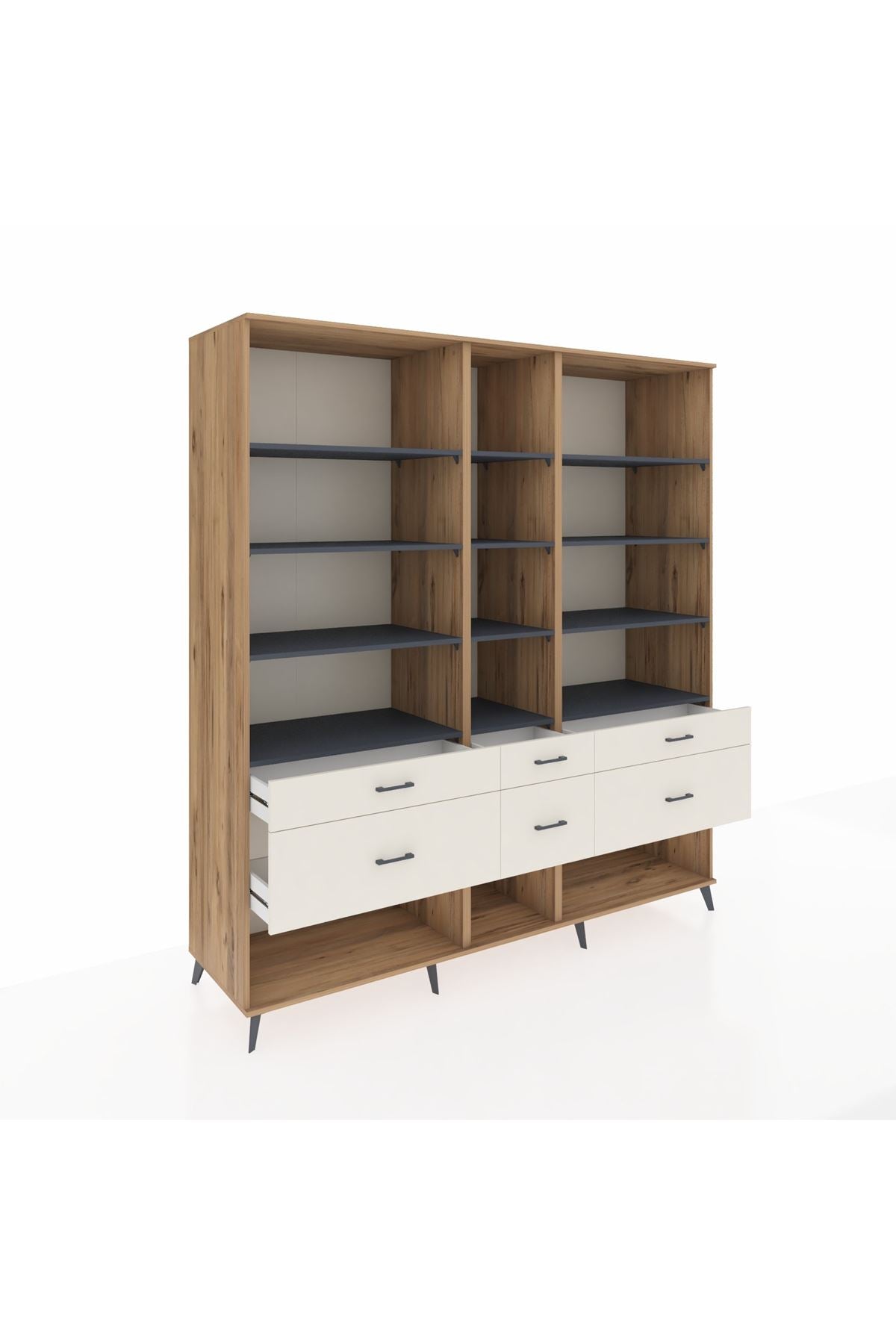 Kronos Dolap 12 Raflı 6 Çekmeceli 220x59x243 - S784M019V25C