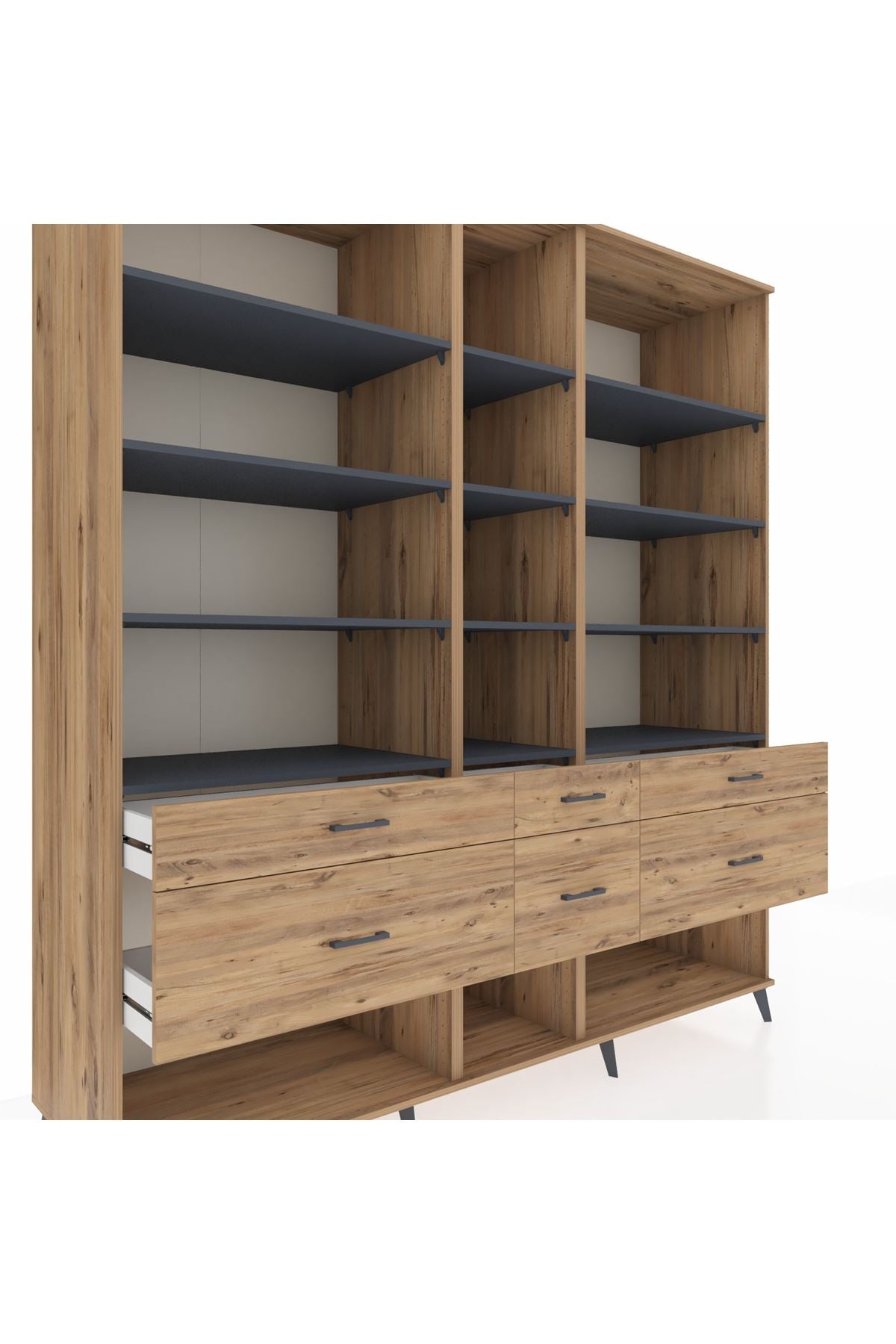 Kronos Dolap 12 Raflı 6 Çekmeceli 220x59x243 - S784M019V27C